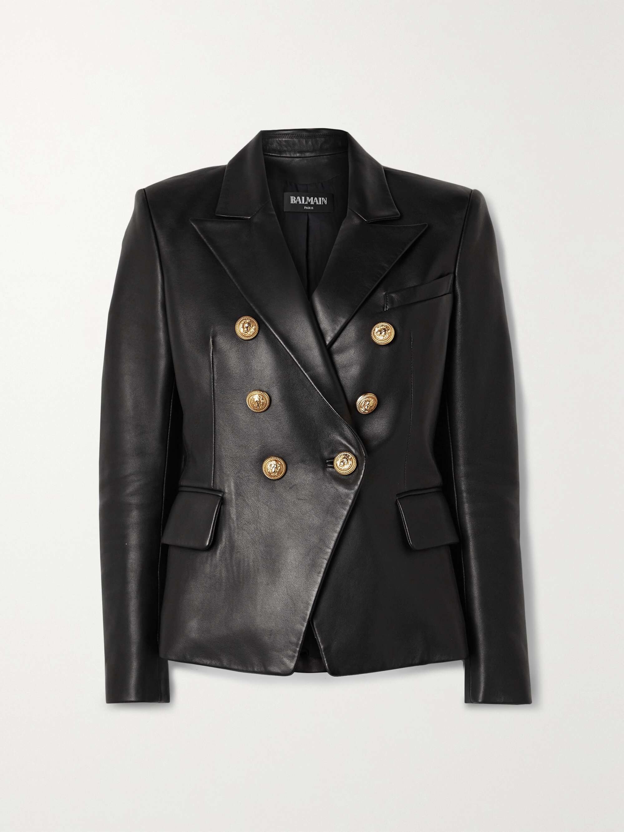 delikatesse sagsøger frugtbart BALMAIN Double-breasted leather blazer | NET-A-PORTER