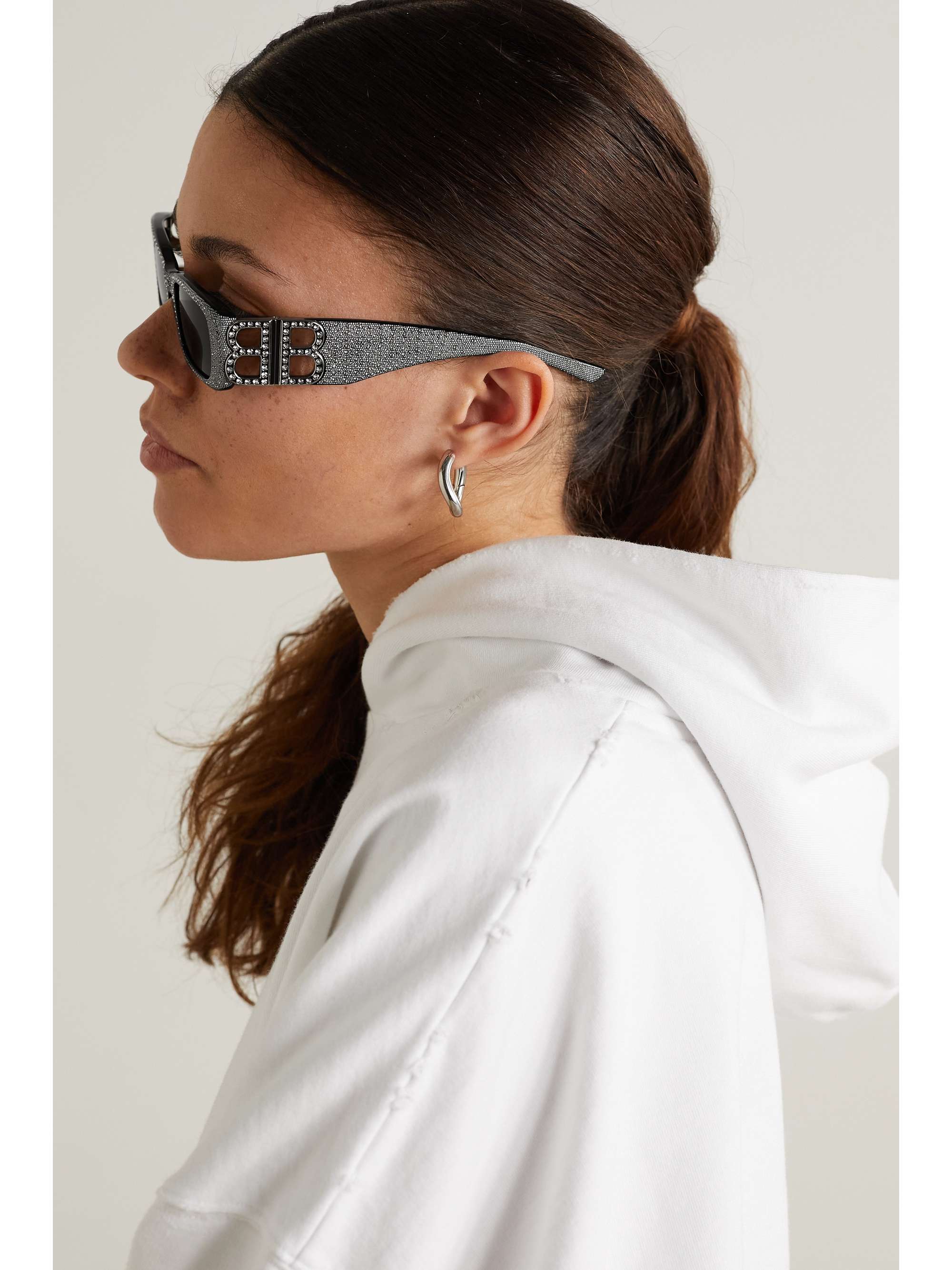 BALENCIAGA EYEWEAR Dynasty BB squareframe embellished acetate and