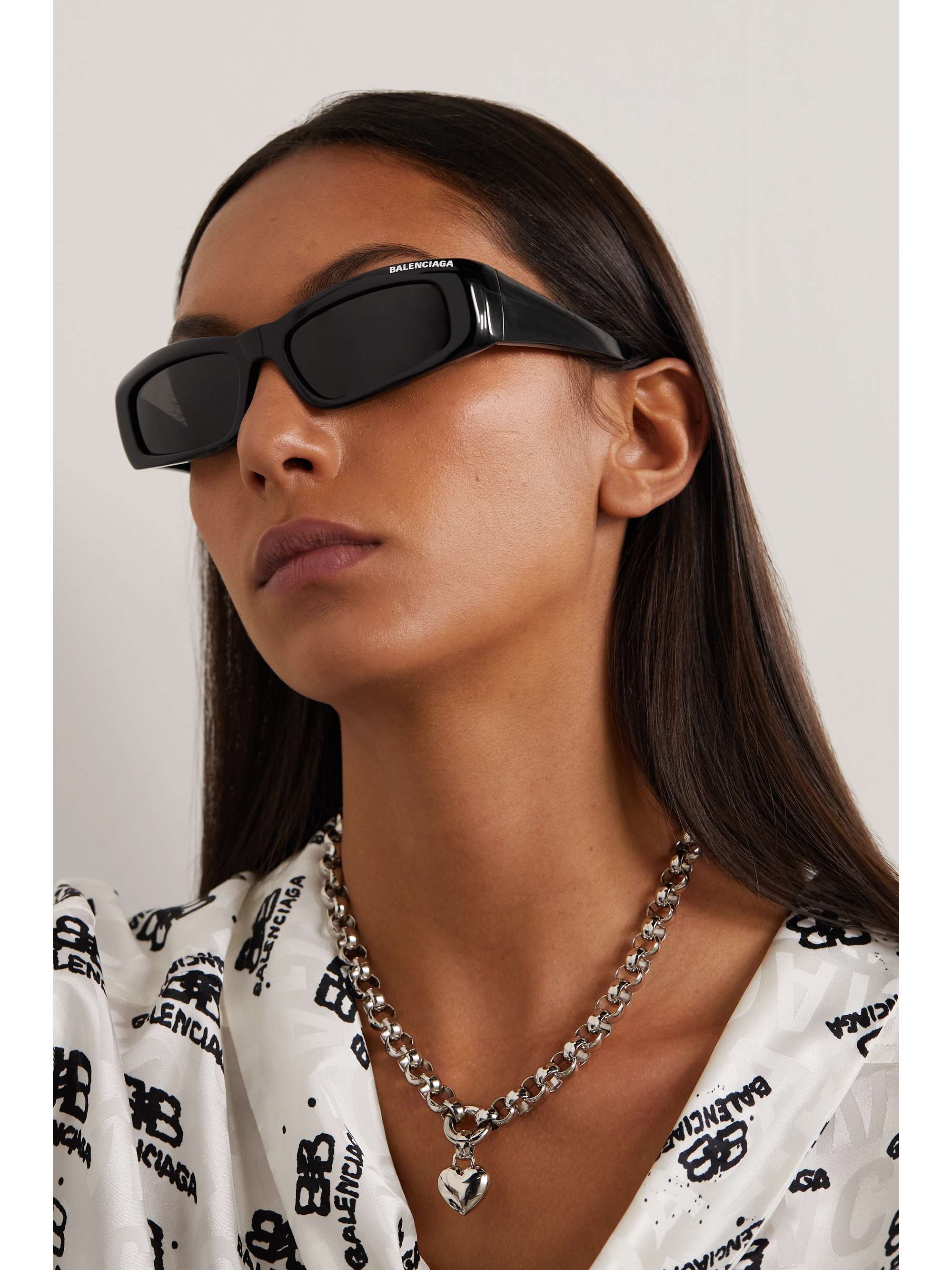 Rectangular-frame acetate sunglasses