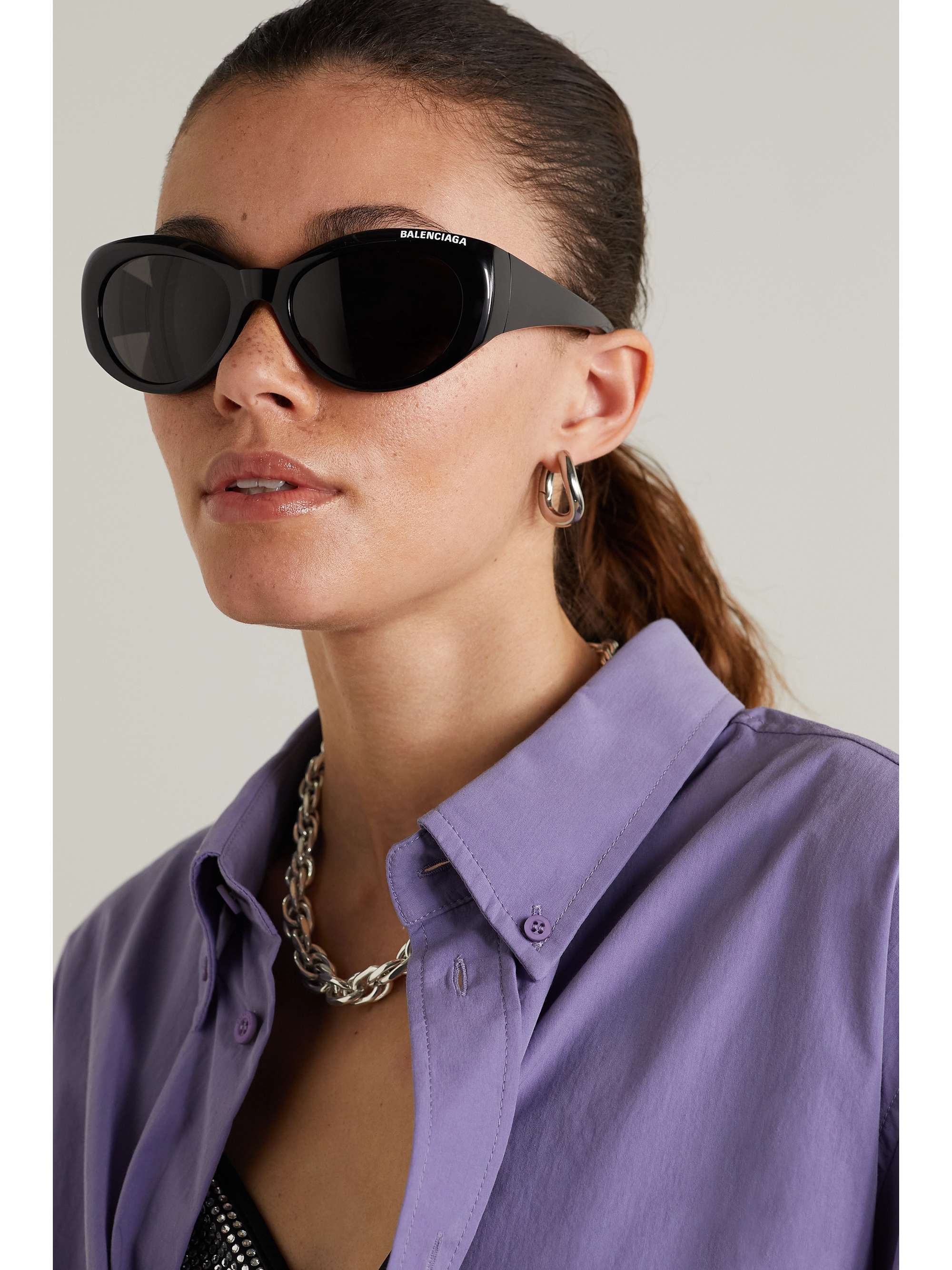 BALENCIAGA EYEWEAR Cateye printed acetate sunglasses NETAPORTER