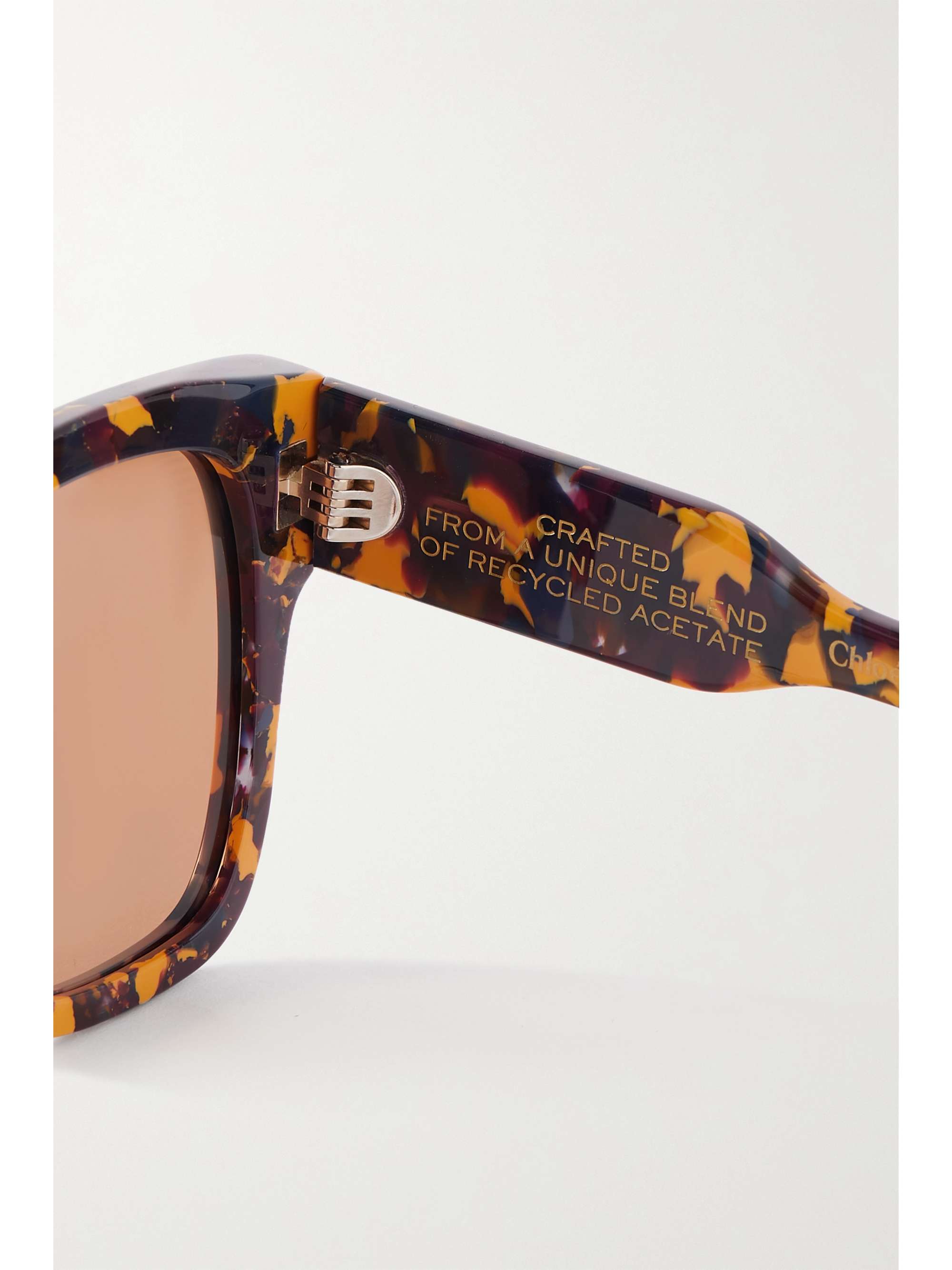 CHLOÉ EYEWEAR + NET SUSTAIN Gayia oversized square-frame tortoiseshell recycled-acetate sunglasses