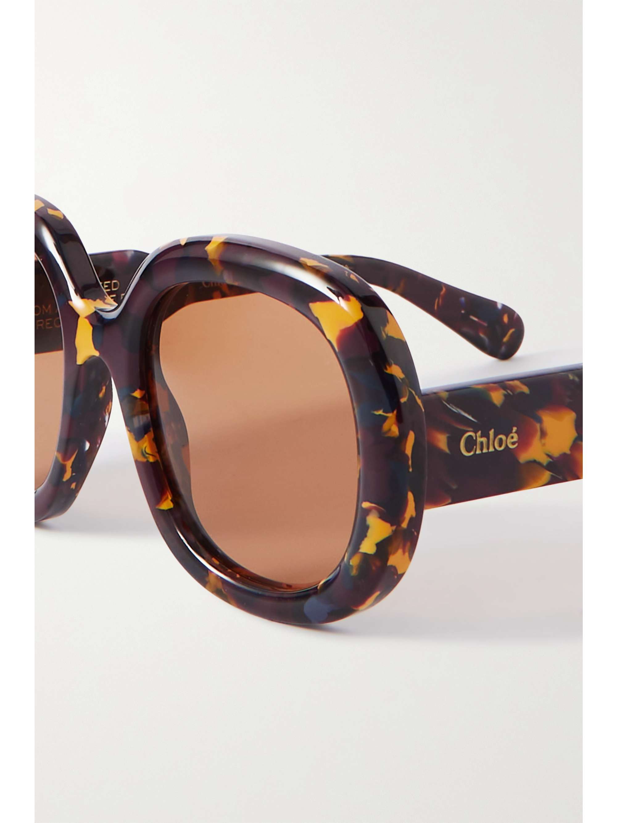 CHLOÉ EYEWEAR + NET SUSTAIN Gayia oversized round-frame tortoiseshell recycled-acetate sunglasses