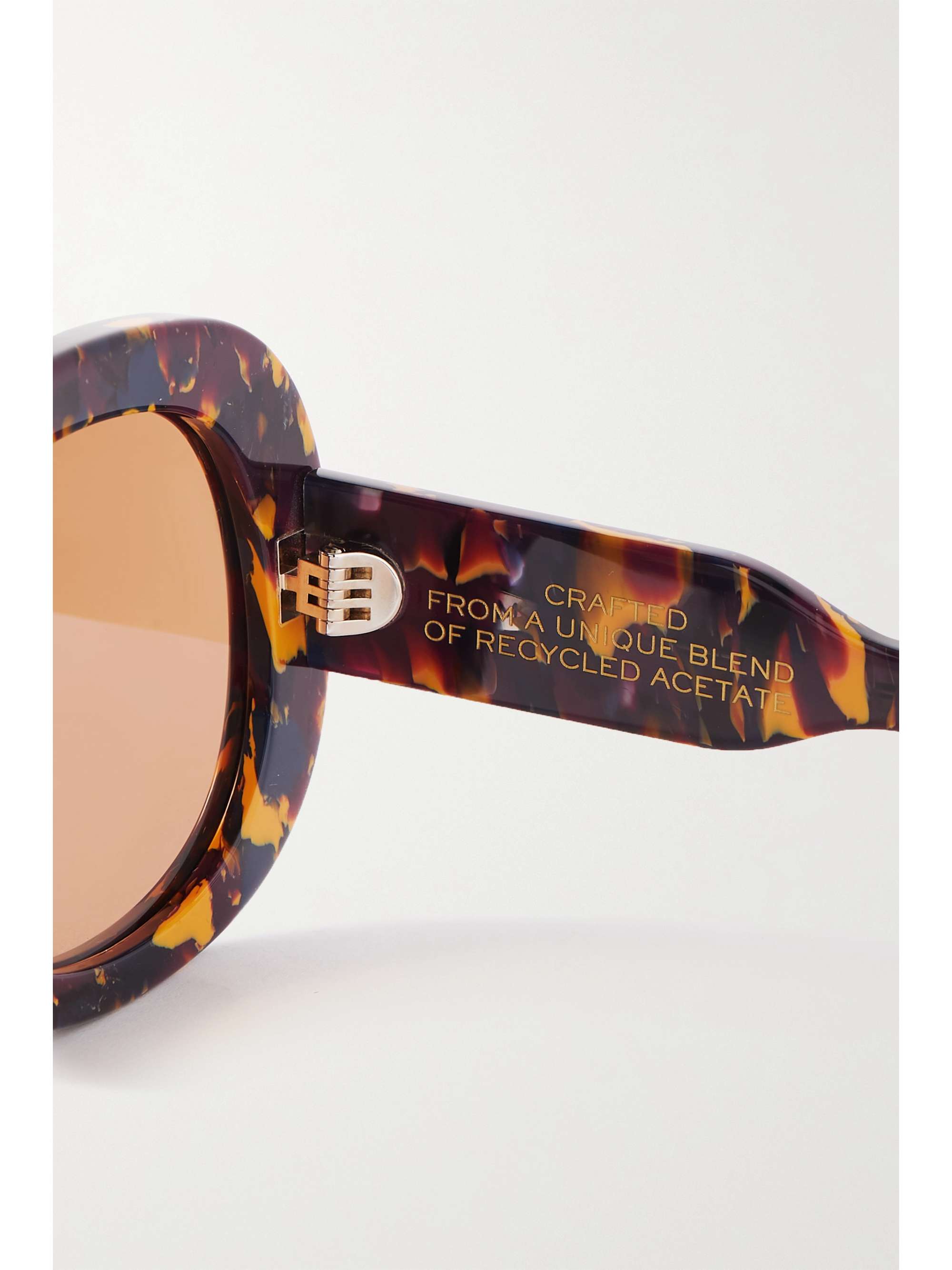 CHLOÉ EYEWEAR + NET SUSTAIN Gayia oversized round-frame tortoiseshell recycled-acetate sunglasses