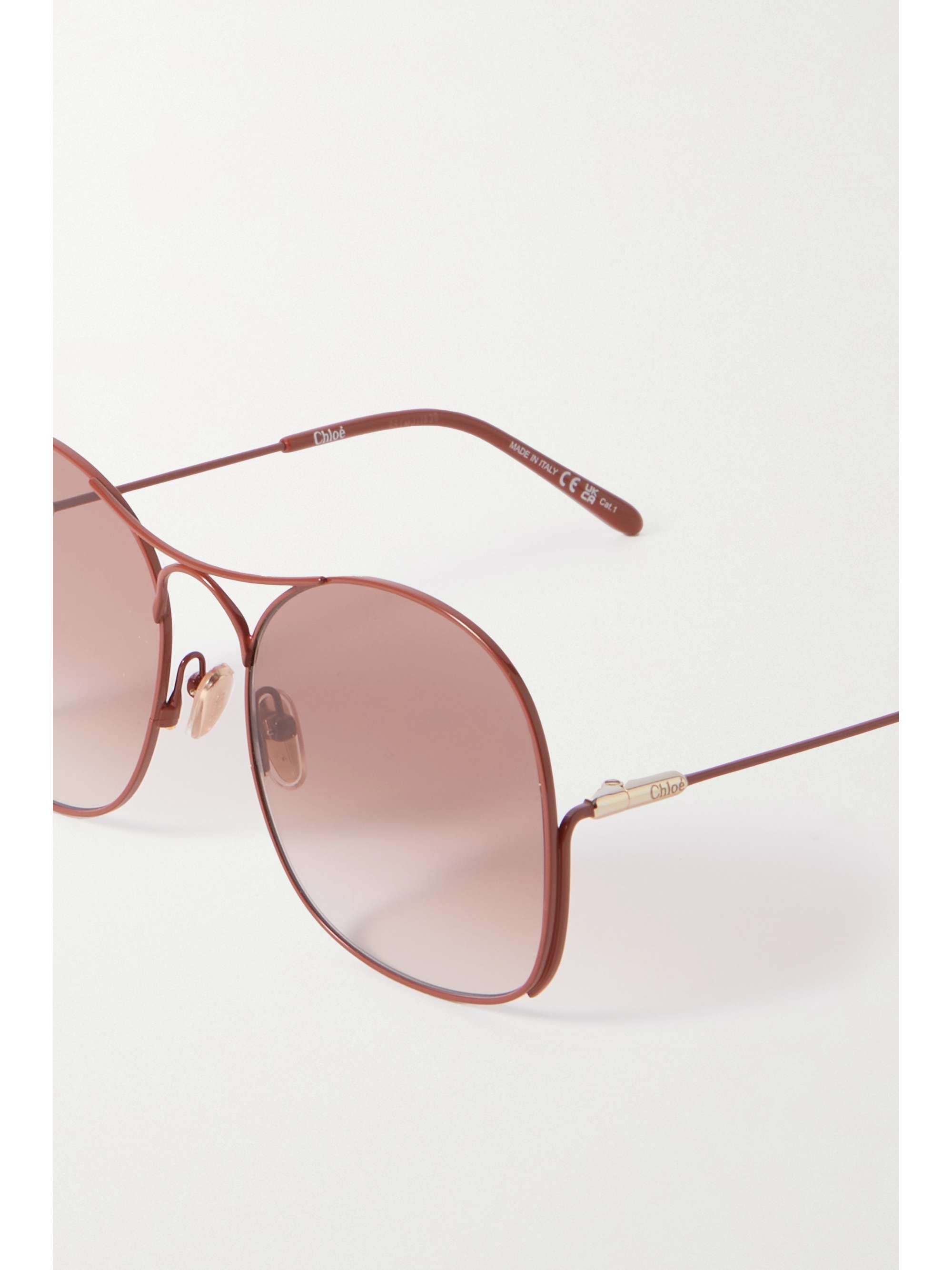 CHLOÉ EYEWEAR Elys oversized round-frame coated-metal sunglasses