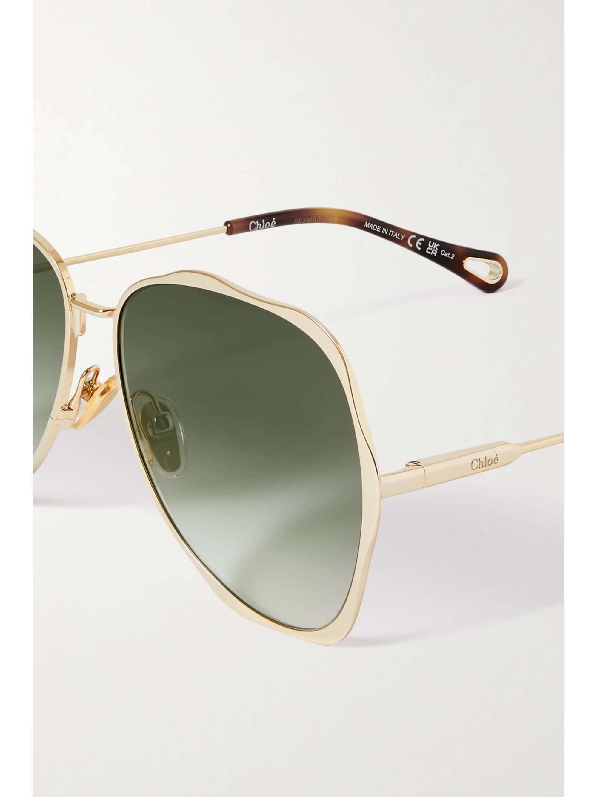 CHLOÉ EYEWEAR Honore oversized aviator-style gold-tone sunglasses