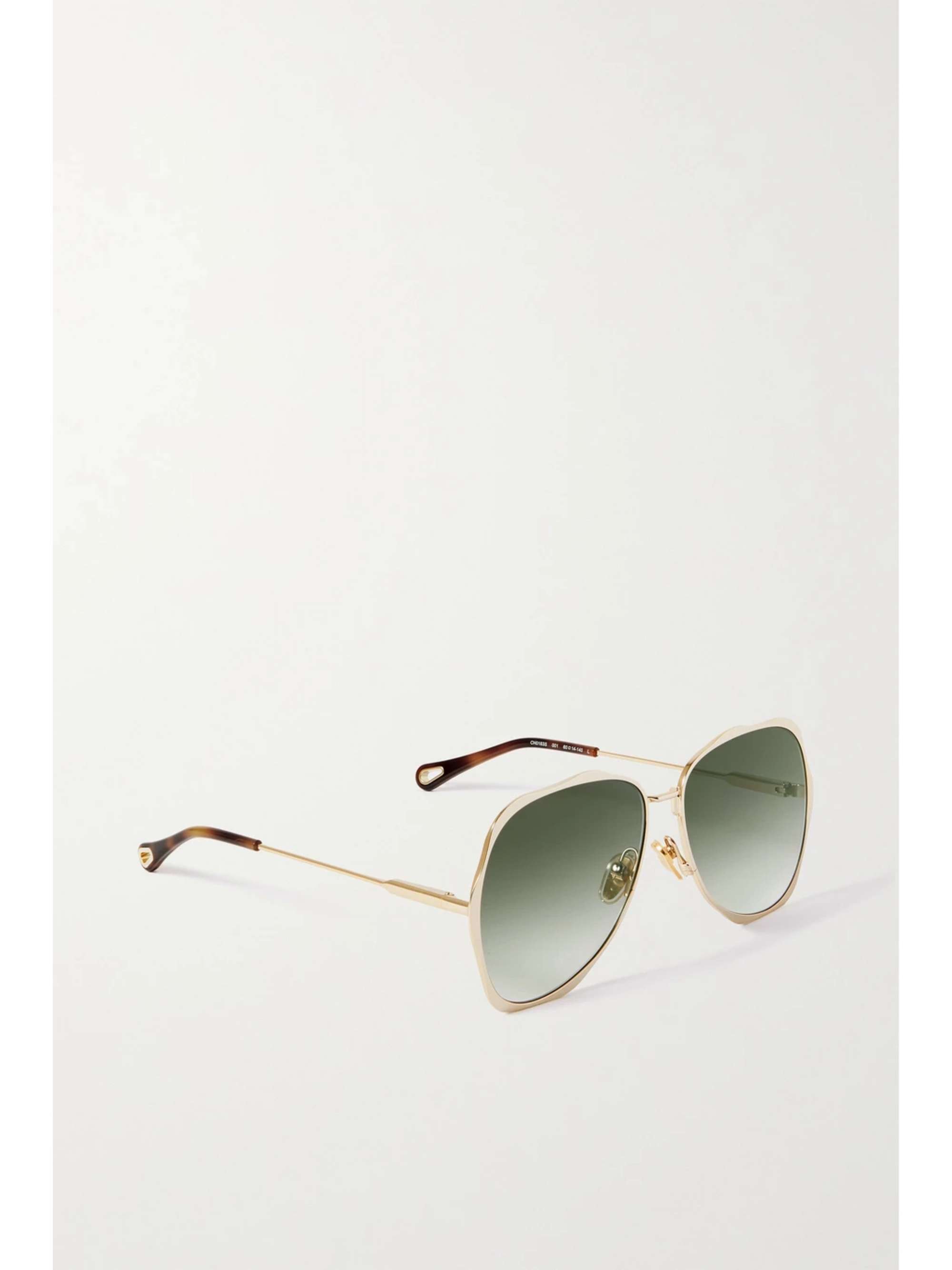 CHLOÉ EYEWEAR Honore oversized aviator-style gold-tone sunglasses