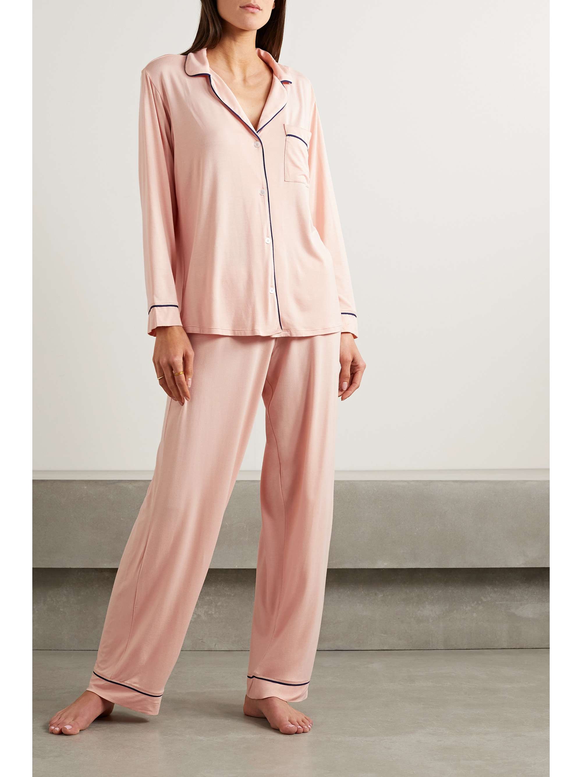 EBERJEY Gisele piped stretch-modal pajama set