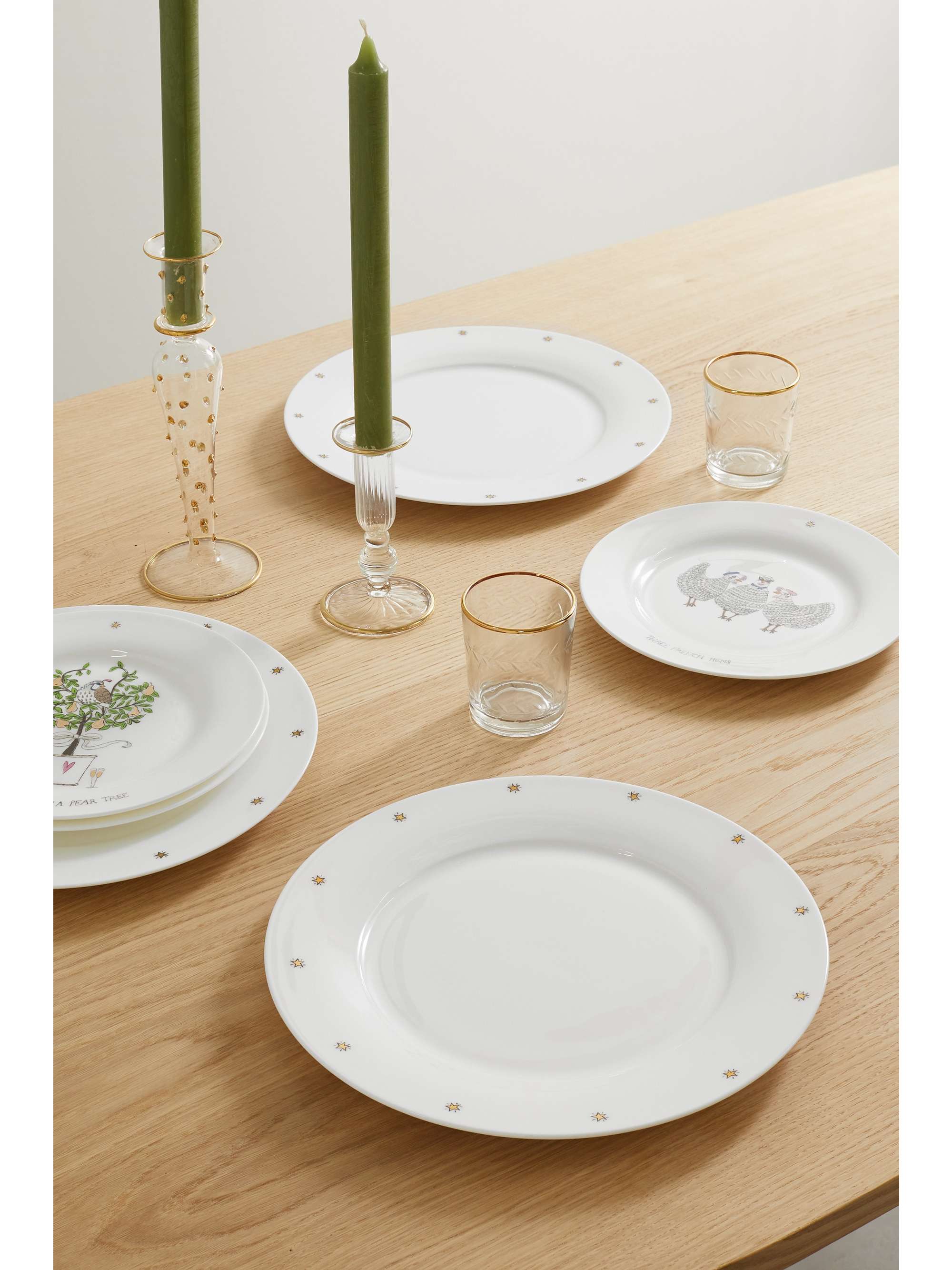 JOSEPHINE DESSINE Twinkle set of four 26cm porcelain dinner plates