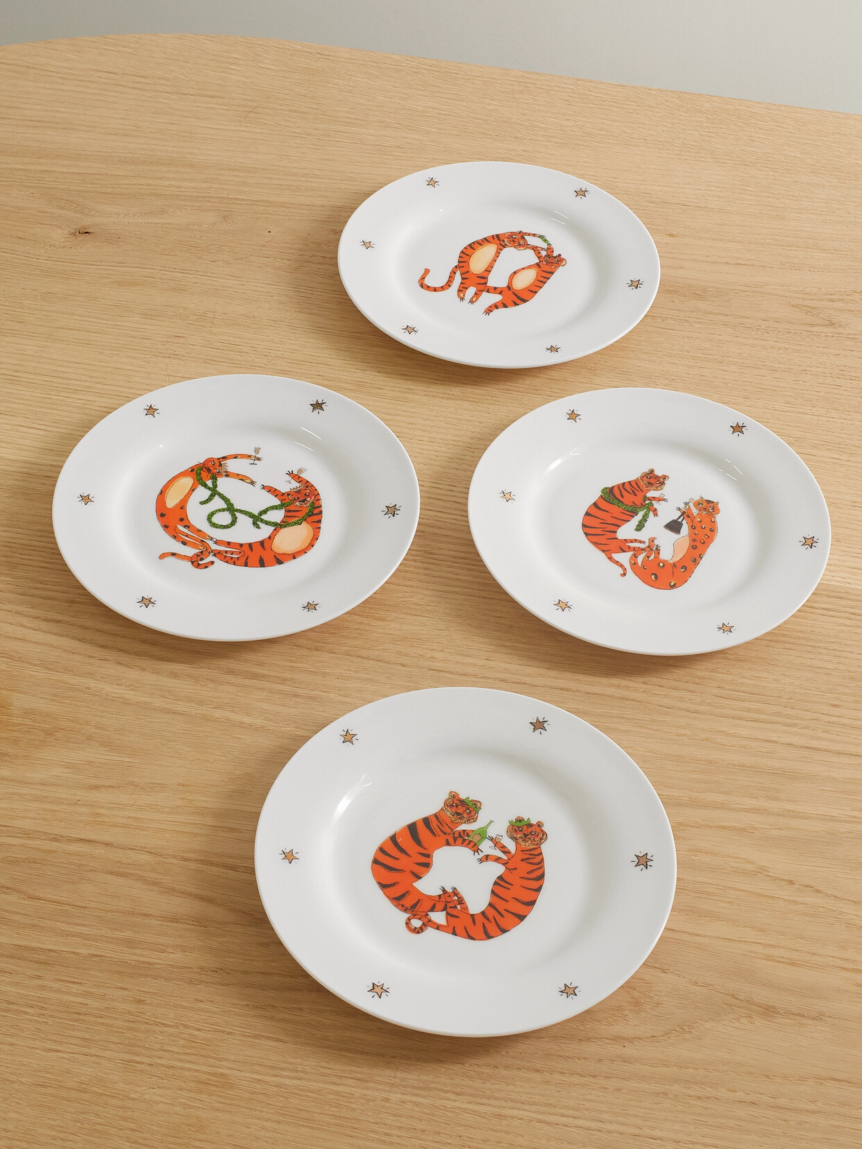 Josephine Dessine - Set Of Four 21cm Porcelain Dessert Plates - White