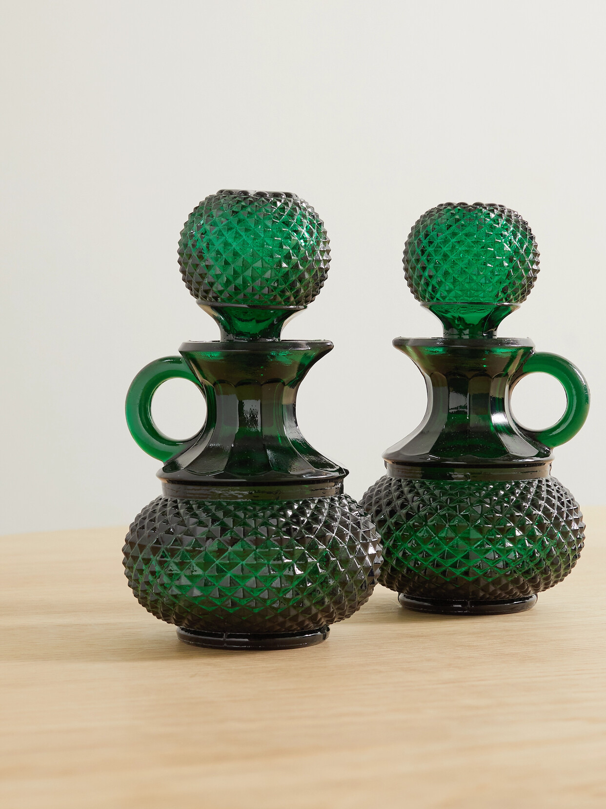 Cabana - Galeano Oil And Vinegar Glass Bottle Set - Green