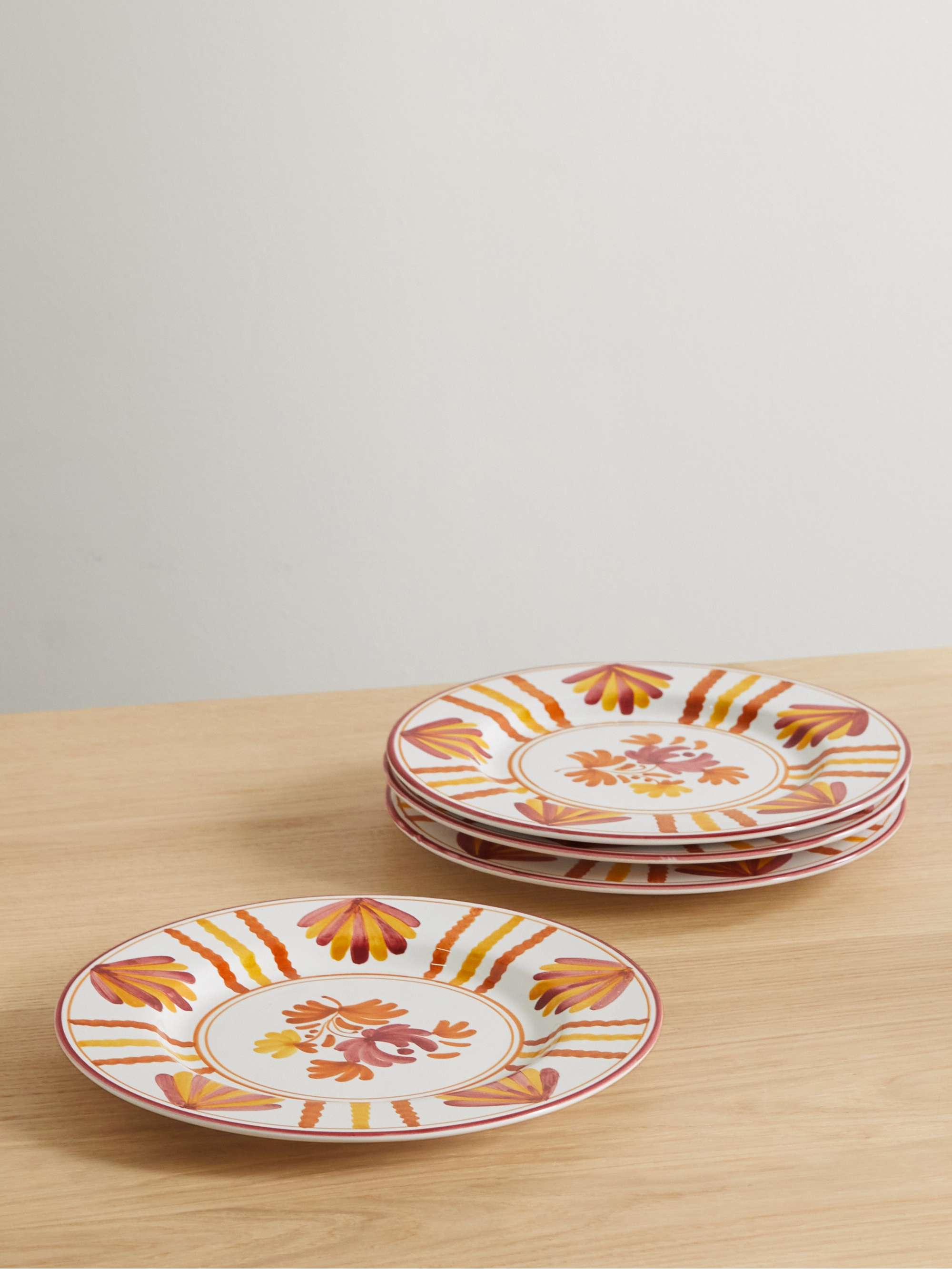 Set di quattro piatti piani in ceramica dipinta Blossom CABANA da