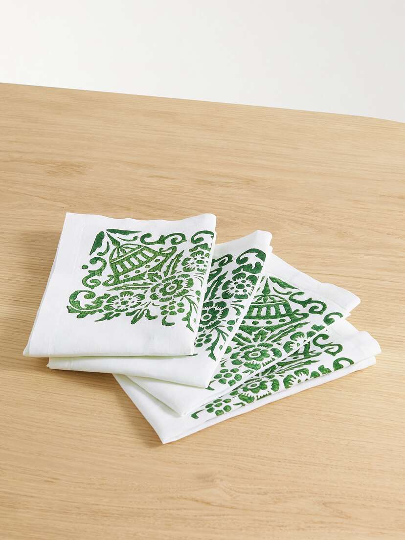 Cabana Mirandola Set Of Four Printed Linen Napkins