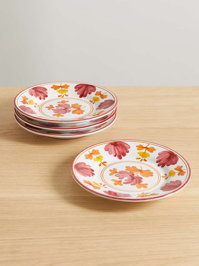 Cabana Blossom Set Of Four Painted Ceramic Dessert Plates