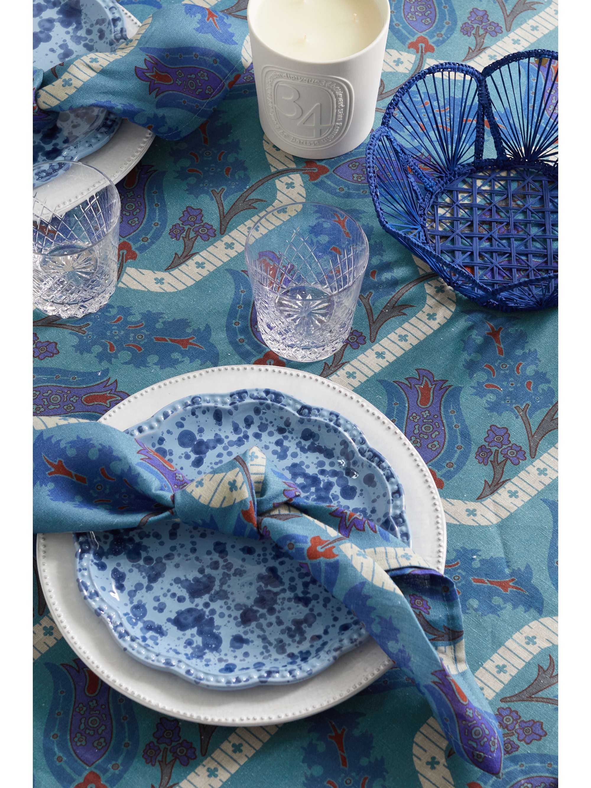 CABANA Topkapi printed linen tablecloth