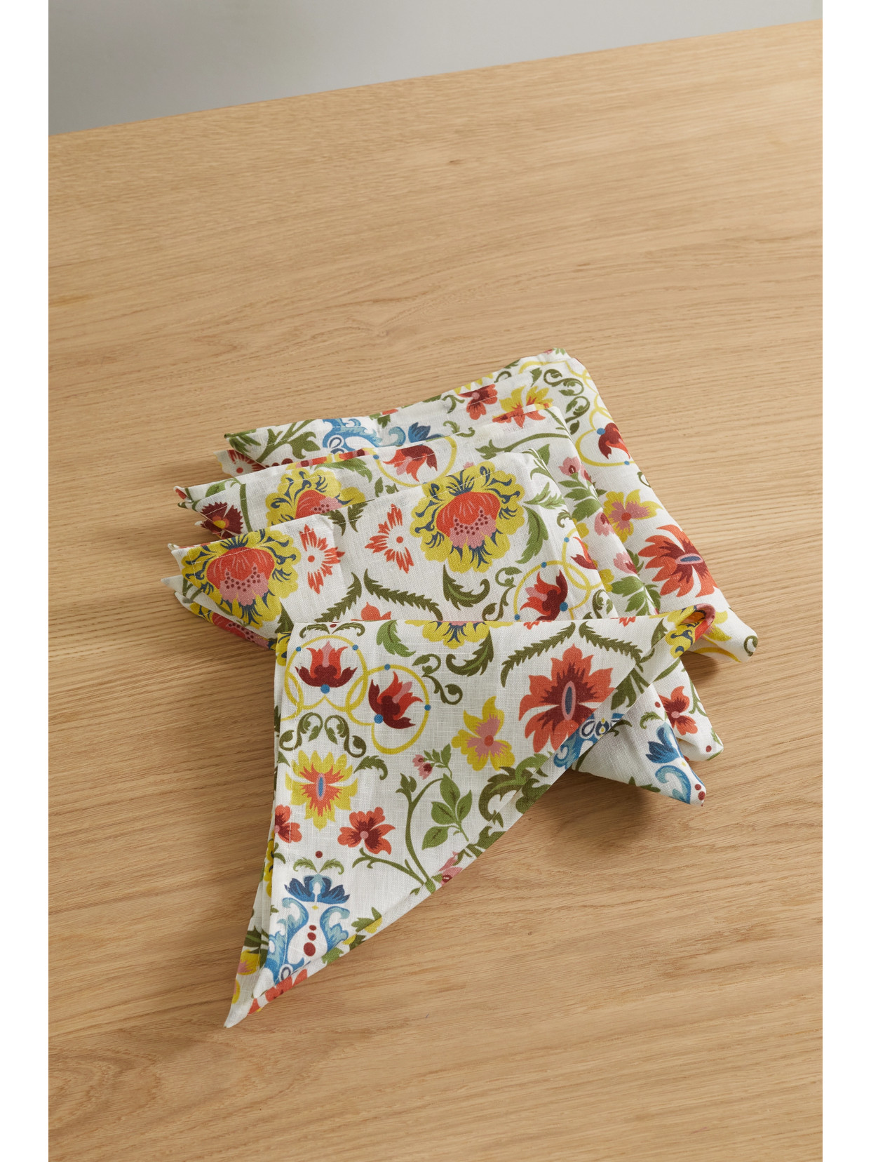 Cabana - Rinascimento Set Of Four Floral-print Linen Napkins - Multi