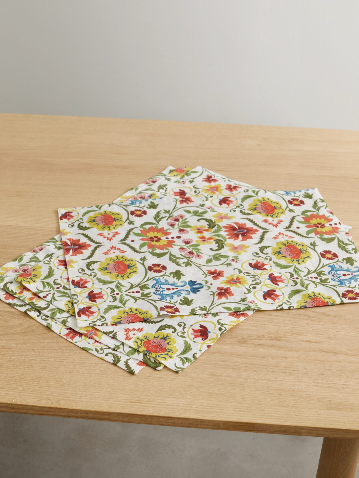 Cabana - Rinascimento Set Of Four Floral-print Linen Placemats - Multi