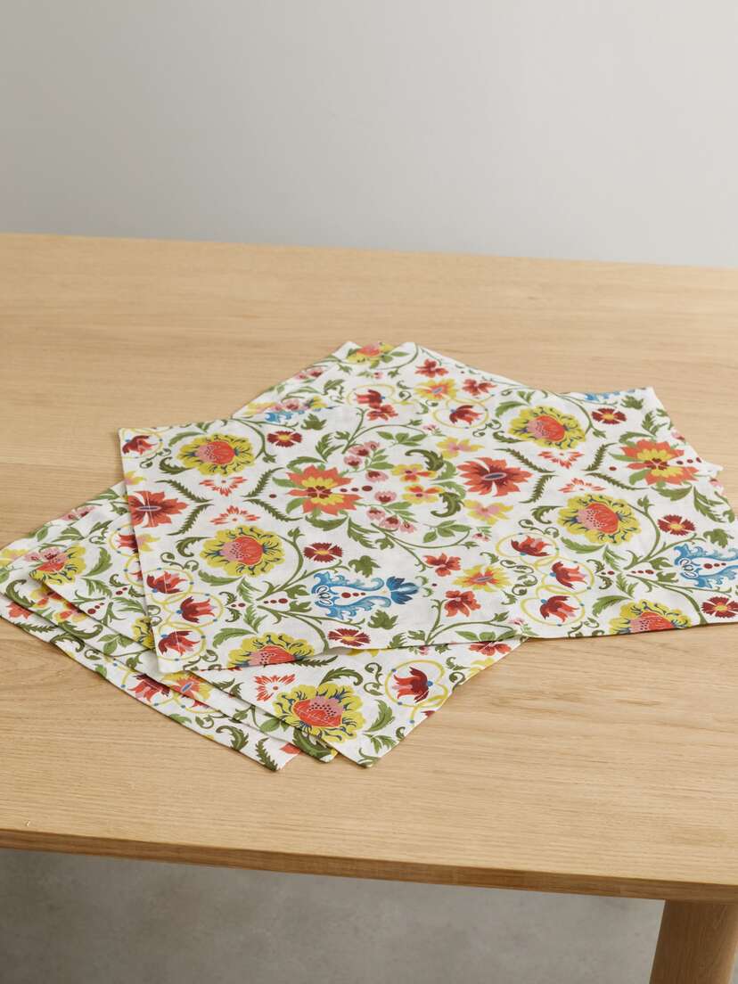 Cabana Rinascimento Set Of Four Floral-print Linen Placemats