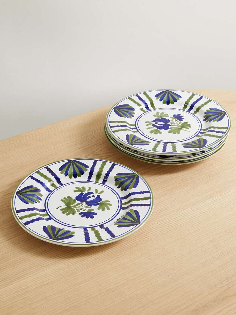 Cabana Blossom Set Of Four Painted Ceramic Dinner Plates