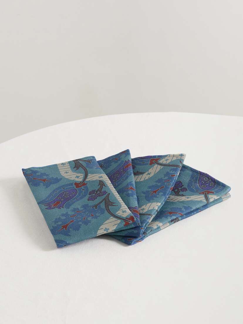 Cabana Topkapi Set Of Four Printed Linen Napkins
