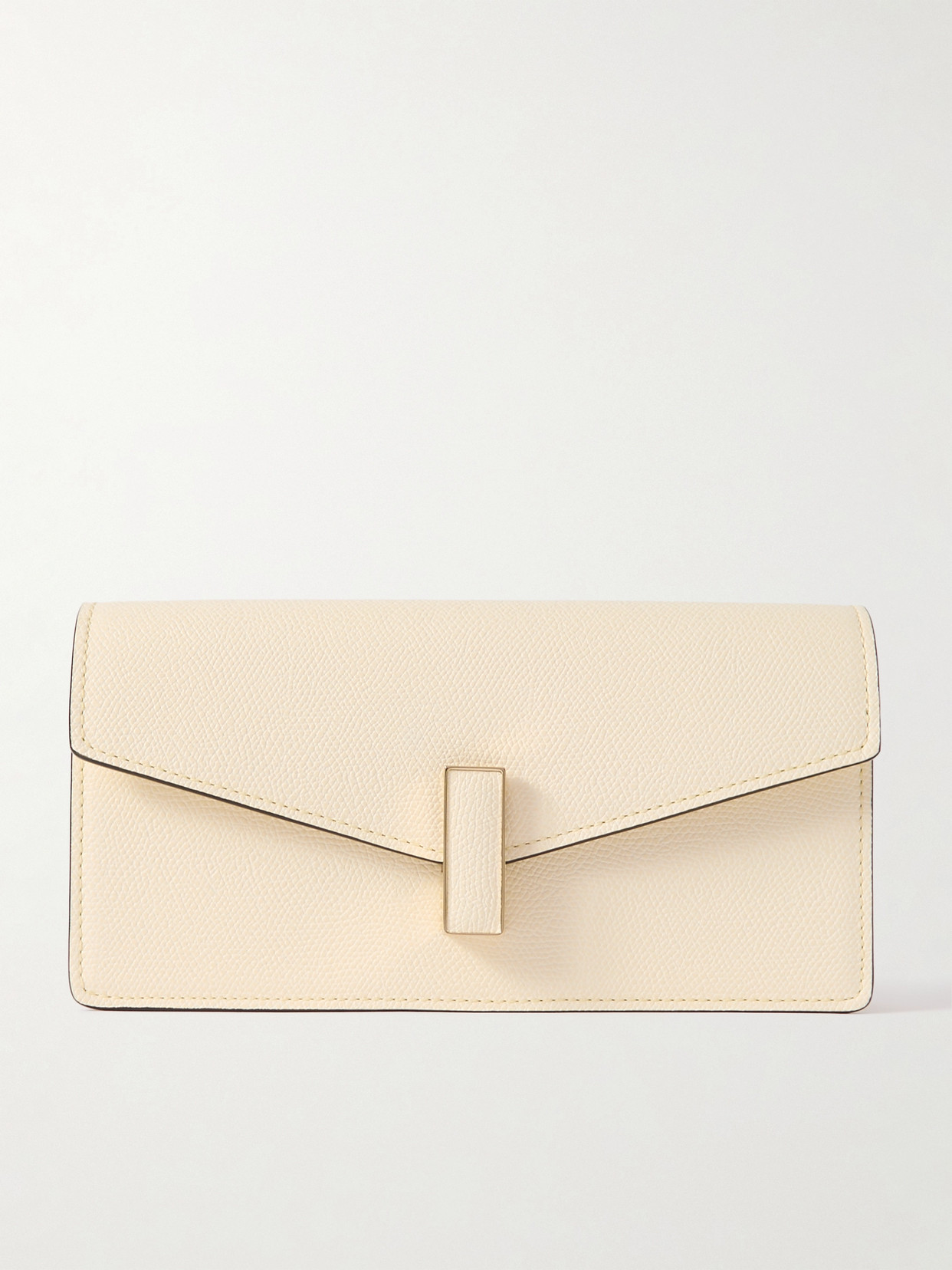 Valextra Iside Textured-leather Clutch In Cream