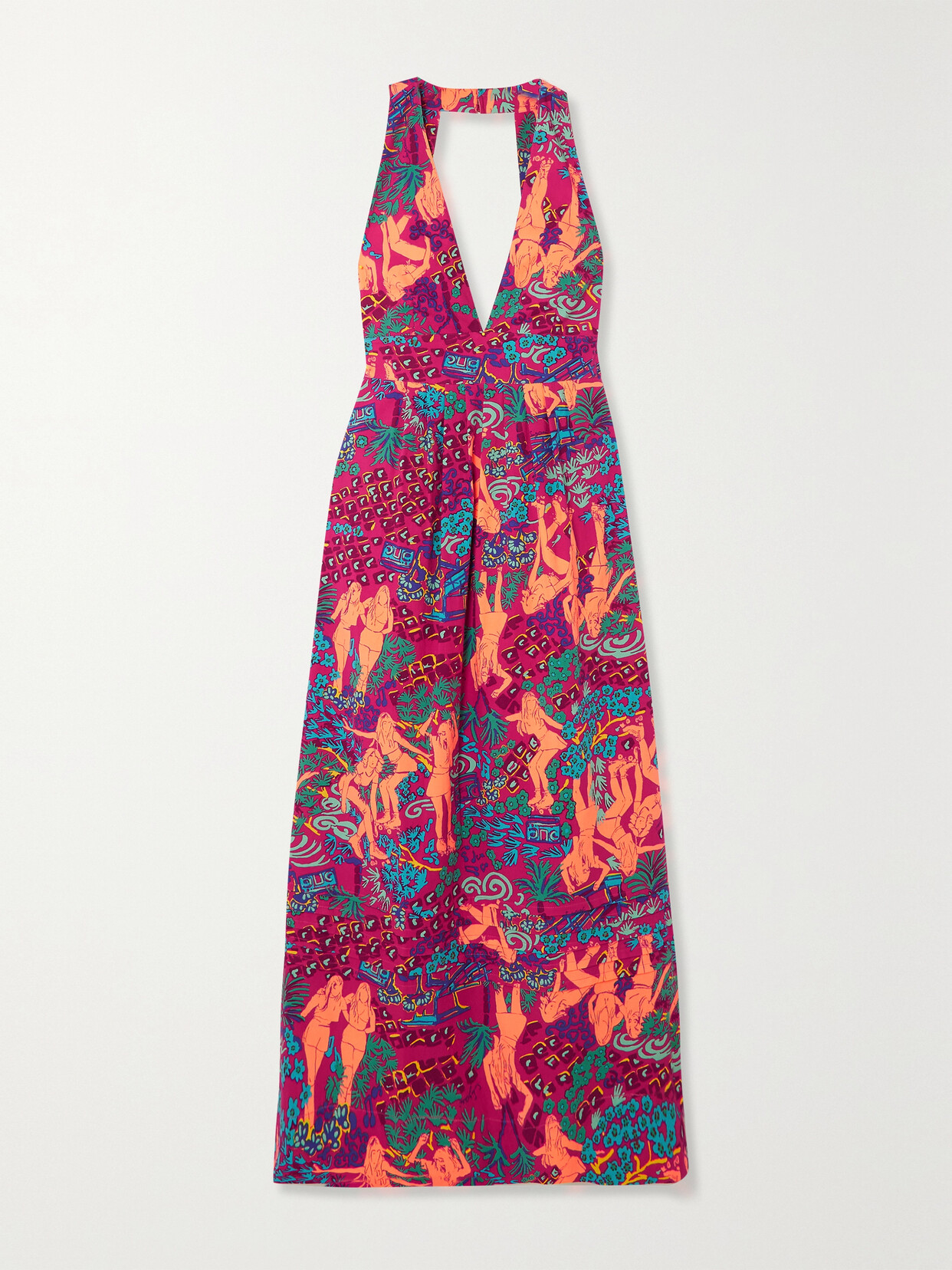 See By Chloé Tie-detailed Printed Organic-cotton Maxi Dress In Multicolor 1