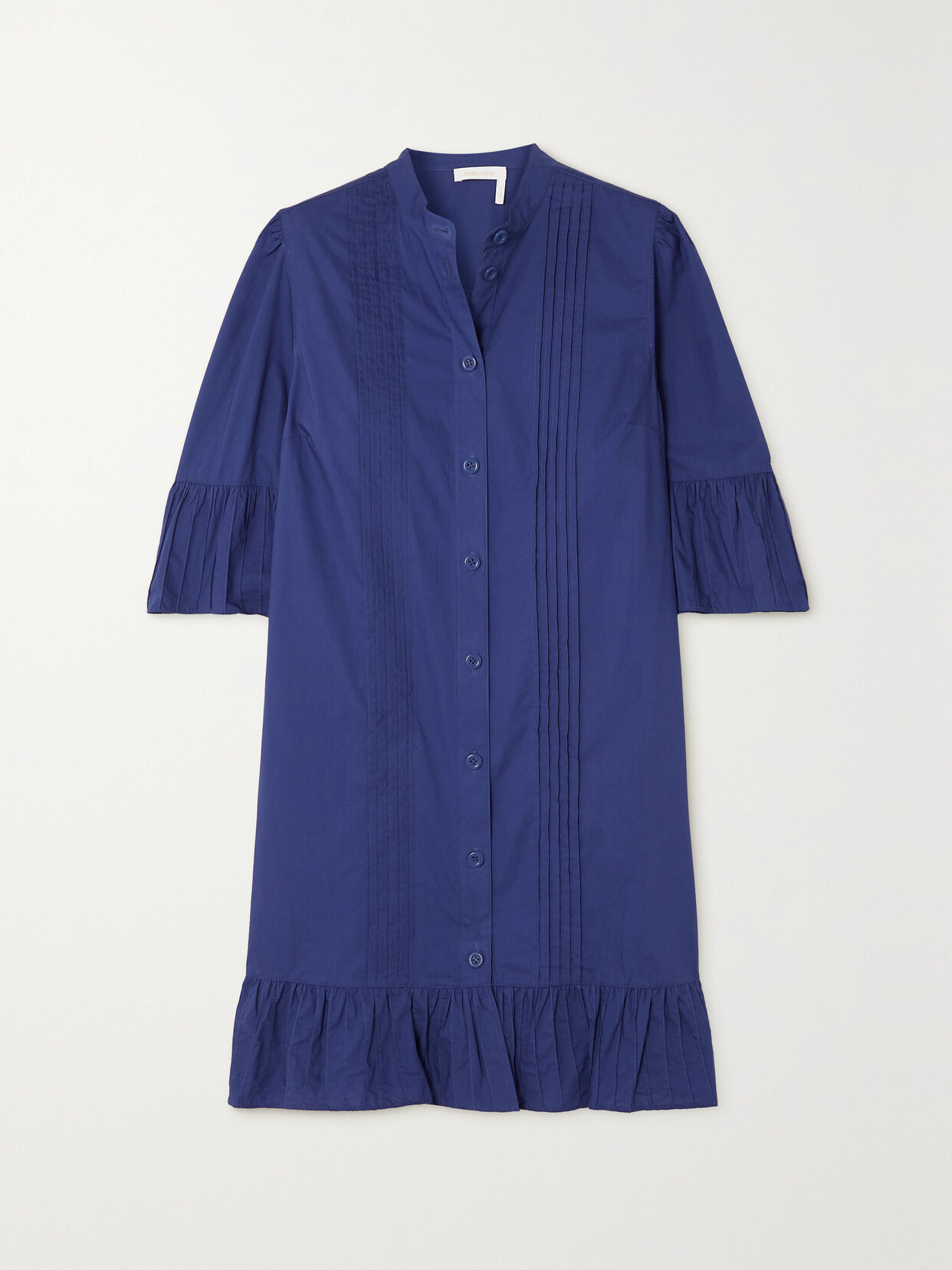 SEE BY CHLOÉ RUFFLED PINTUCKED COTTON-POPLIN MINI DRESS