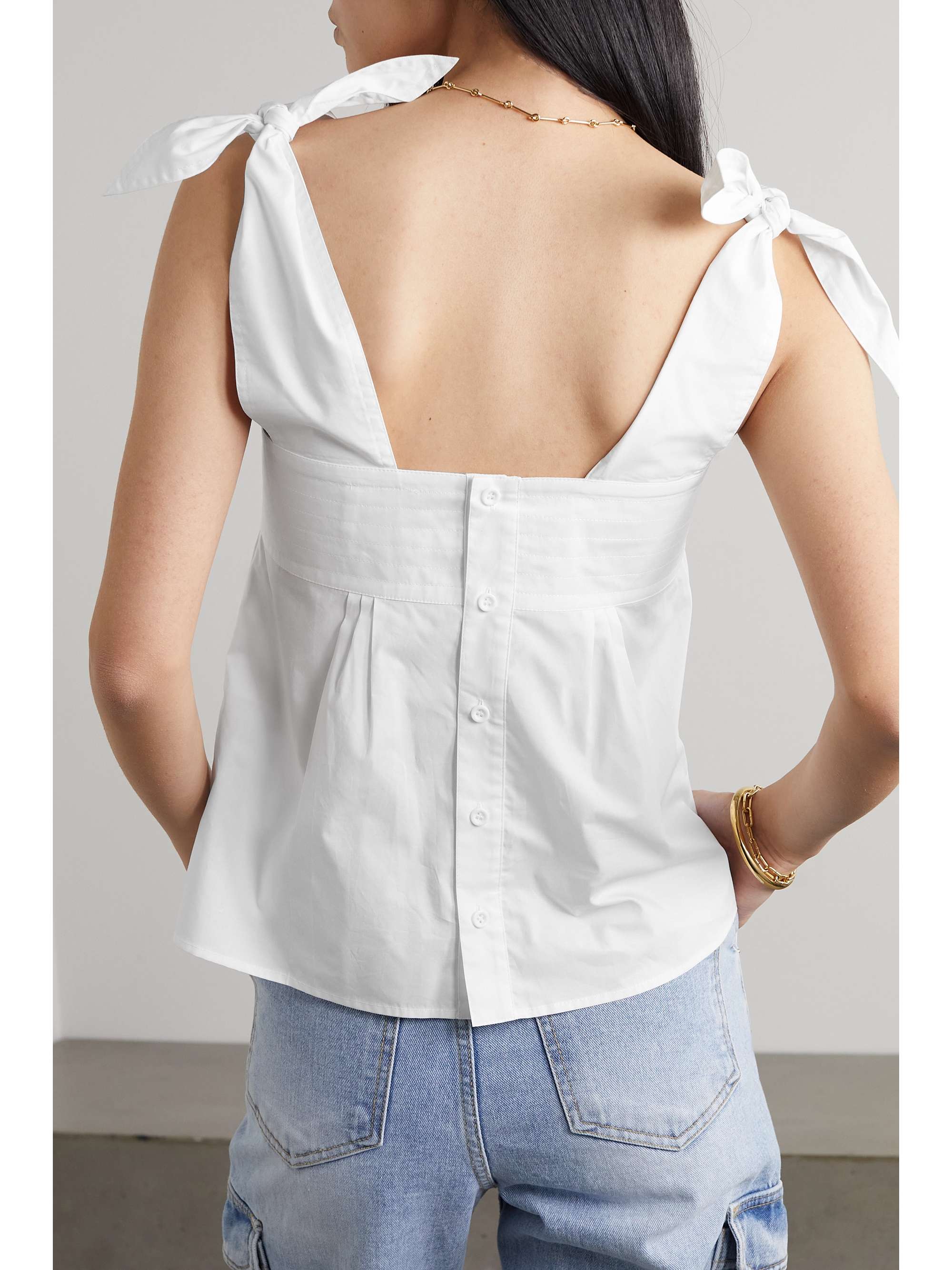 SEE BY CHLOÉ Tie-detailed cotton-poplin top