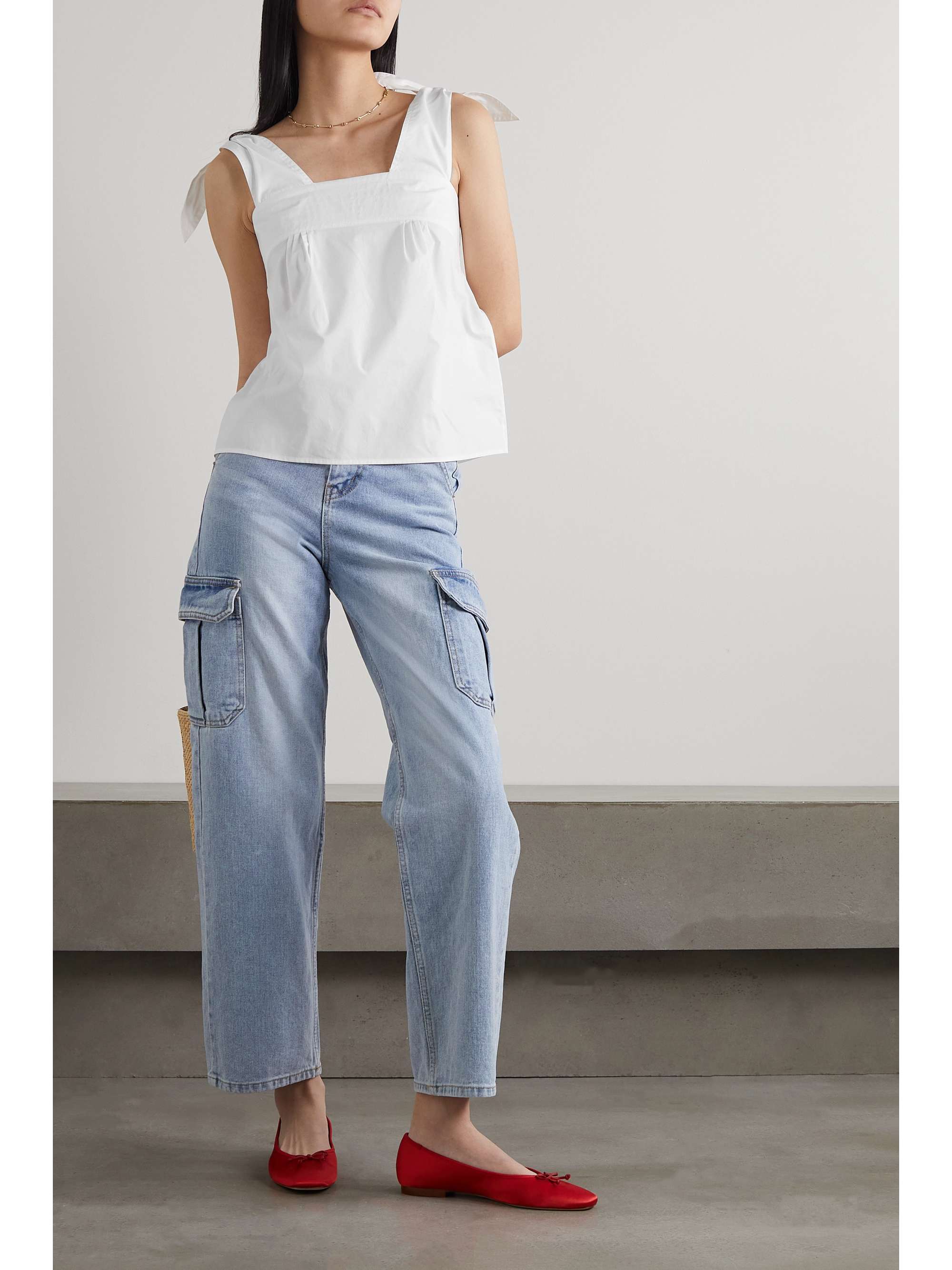 SEE BY CHLOÉ Tie-detailed cotton-poplin top