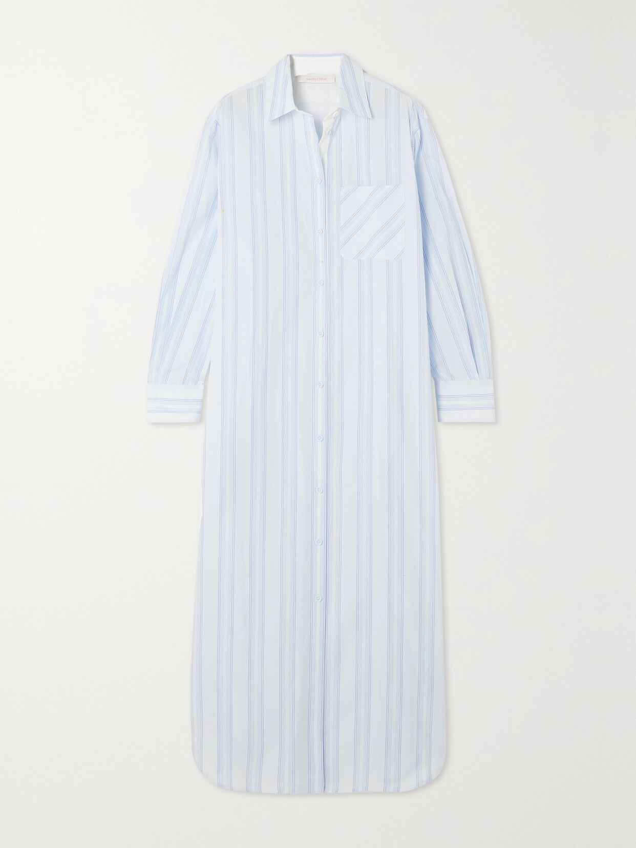 See By Chloé Striped Cotton-poplin Midi Shirt Dress In Blue