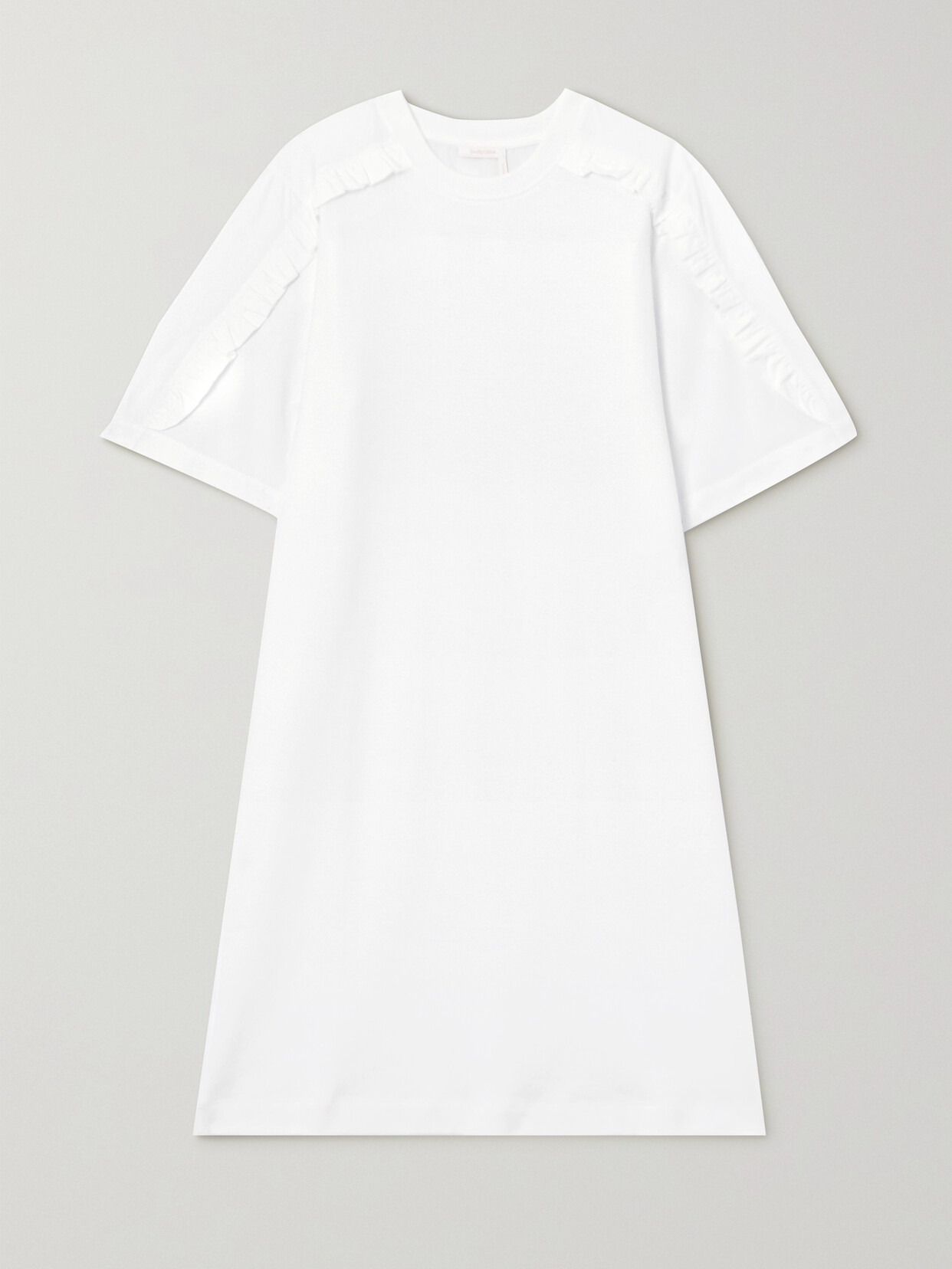 See By Chloé Ruffled Cotton-jersey Mini Dress In White