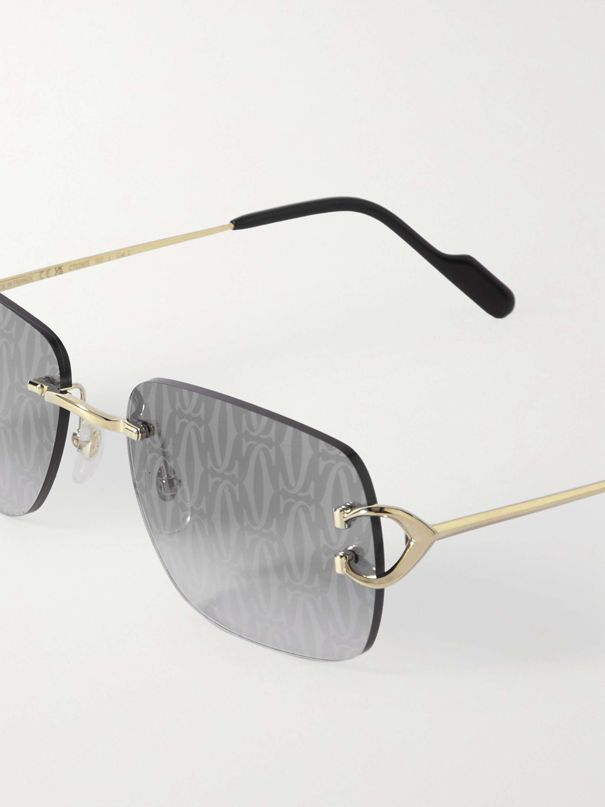 CARTIER EYEWEAR C Décor squareframe goldtone sunglasses NETAPORTER