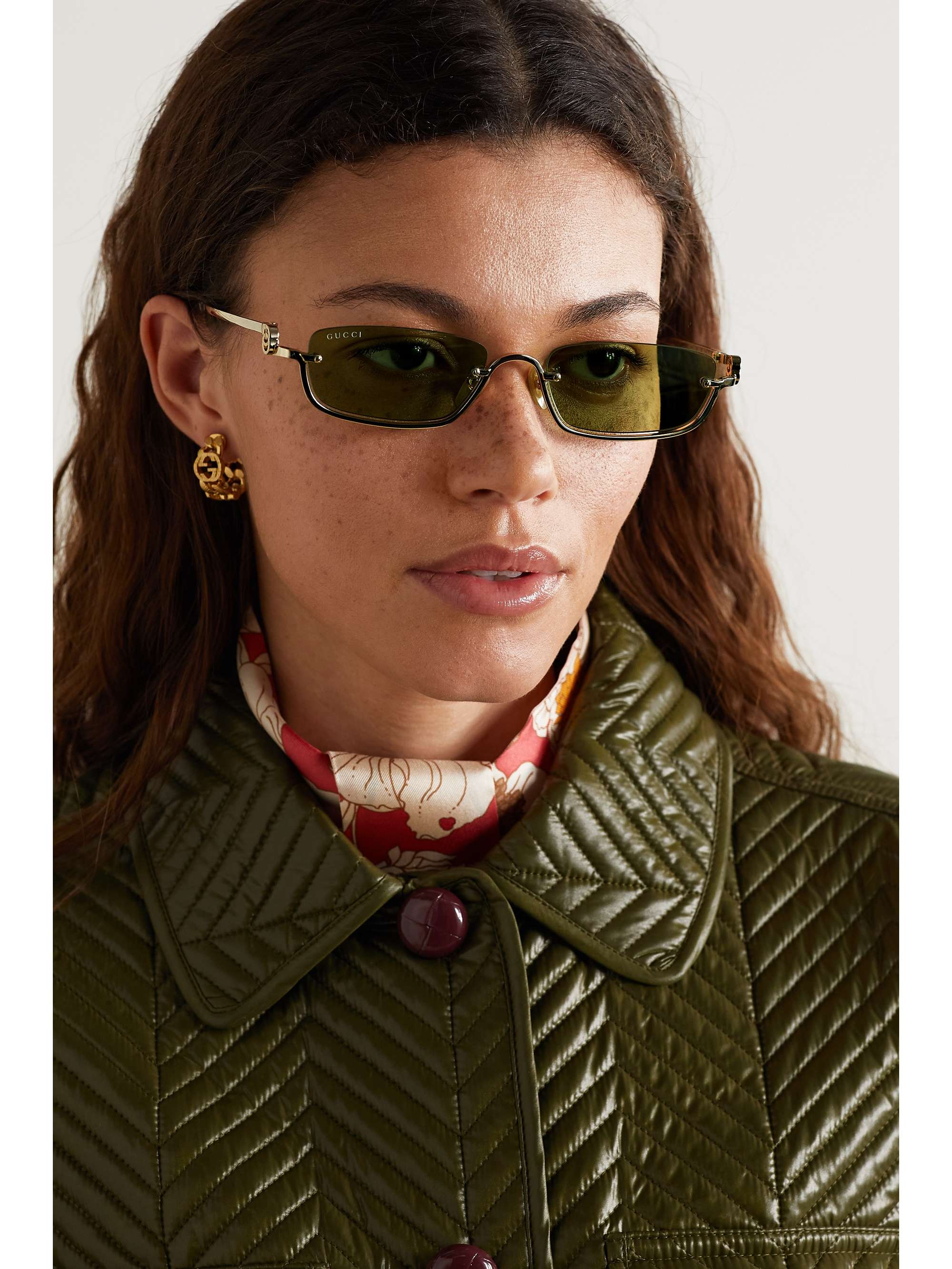 GUCCI GG square-frame gold-tone sunglasses NET-A-PORTER