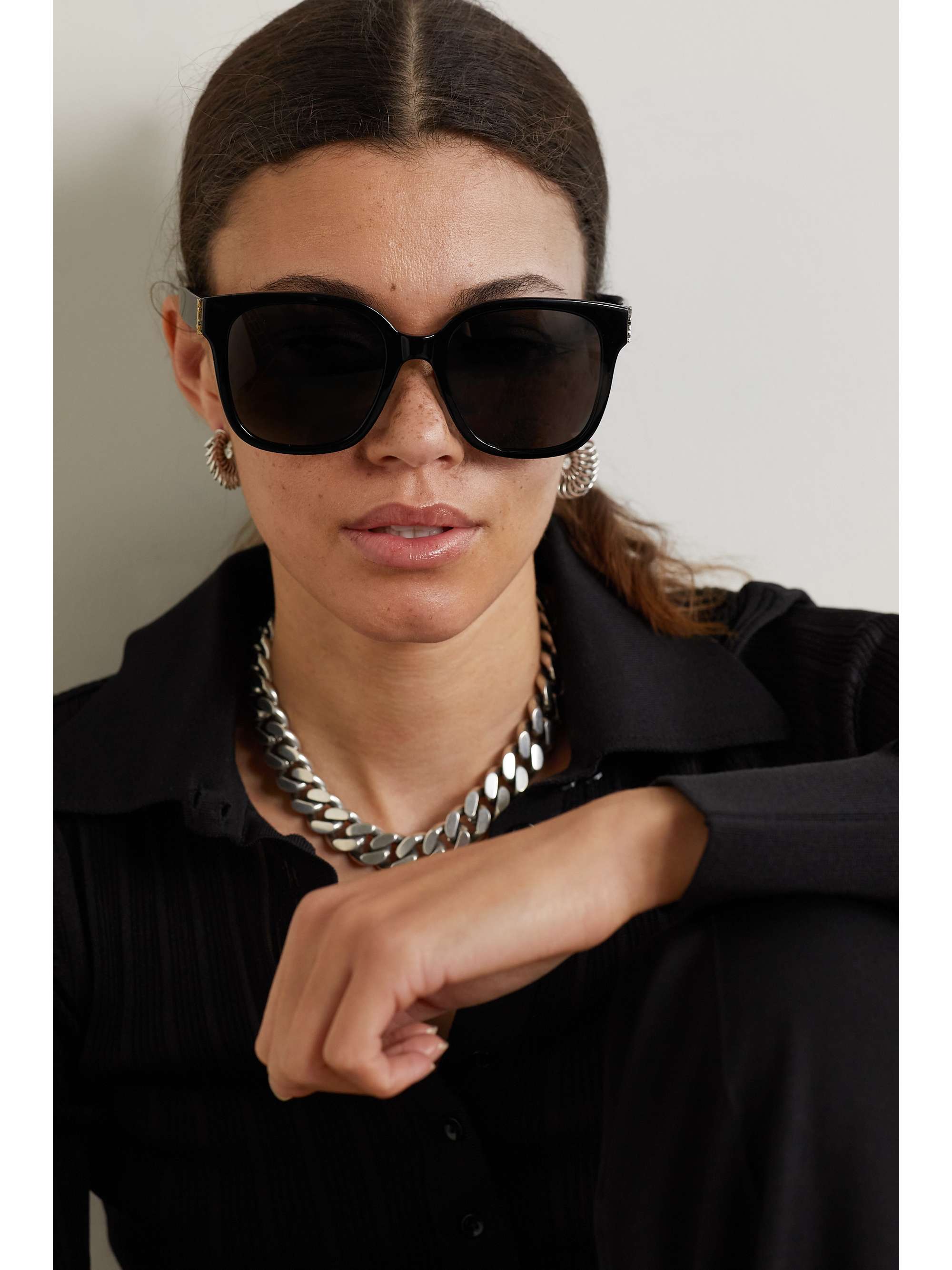 SAINT LAURENT EYEWEAR YSL oversized D-frame acetate sunglasses