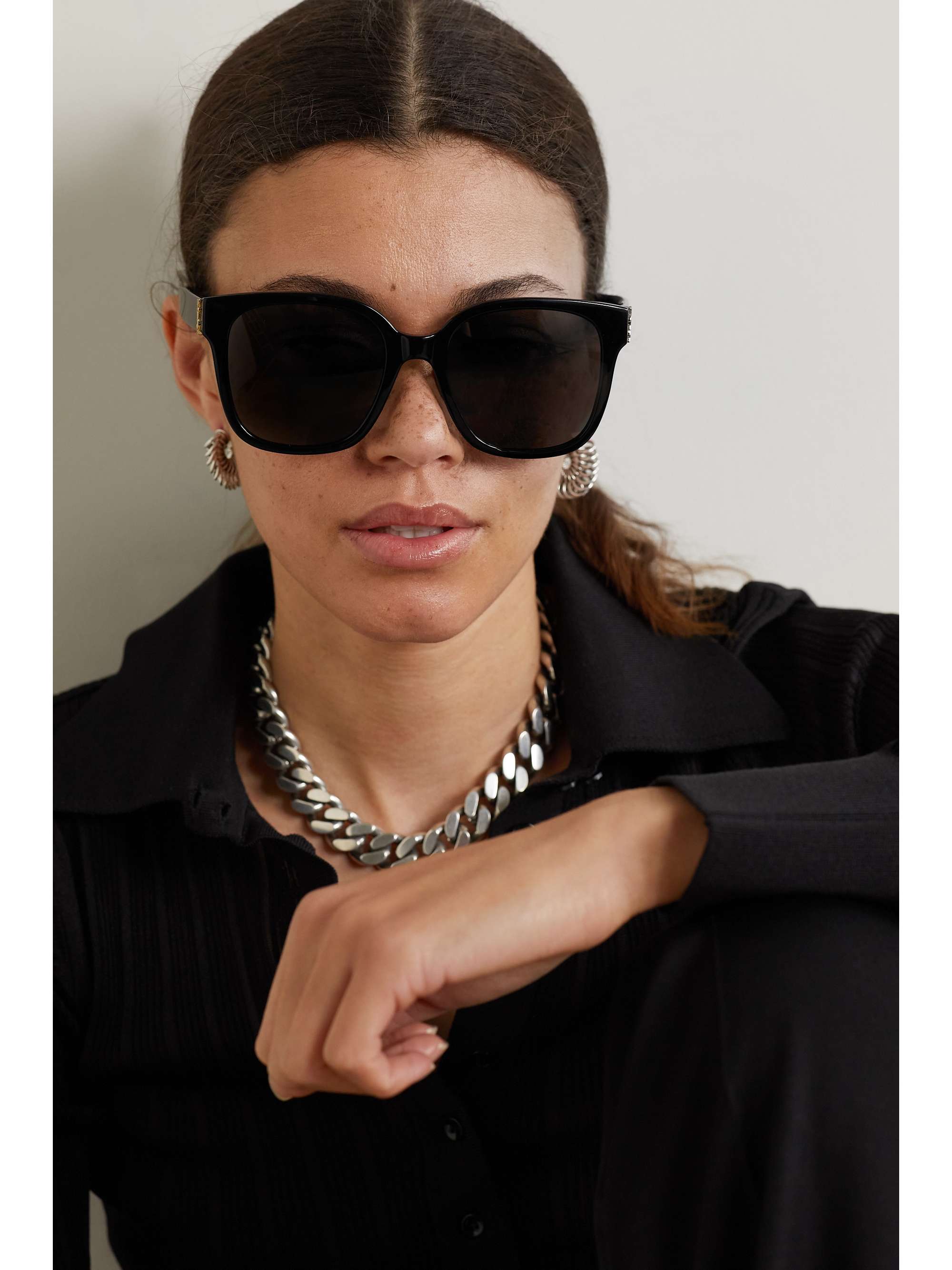 YSL oversized D-frame acetate sunglasses