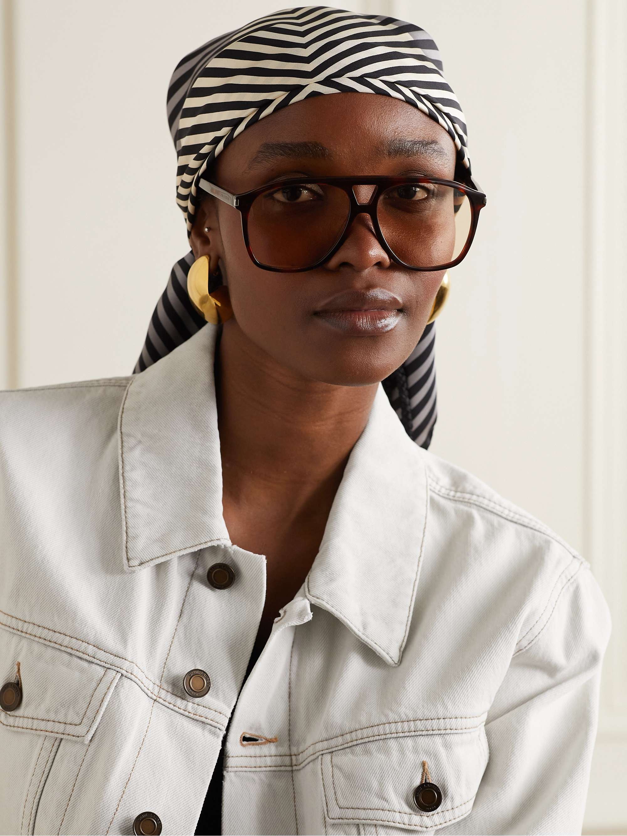 SAINT LAURENT EYEWEAR Dune aviator-style tortoiseshell acetate sunglasses