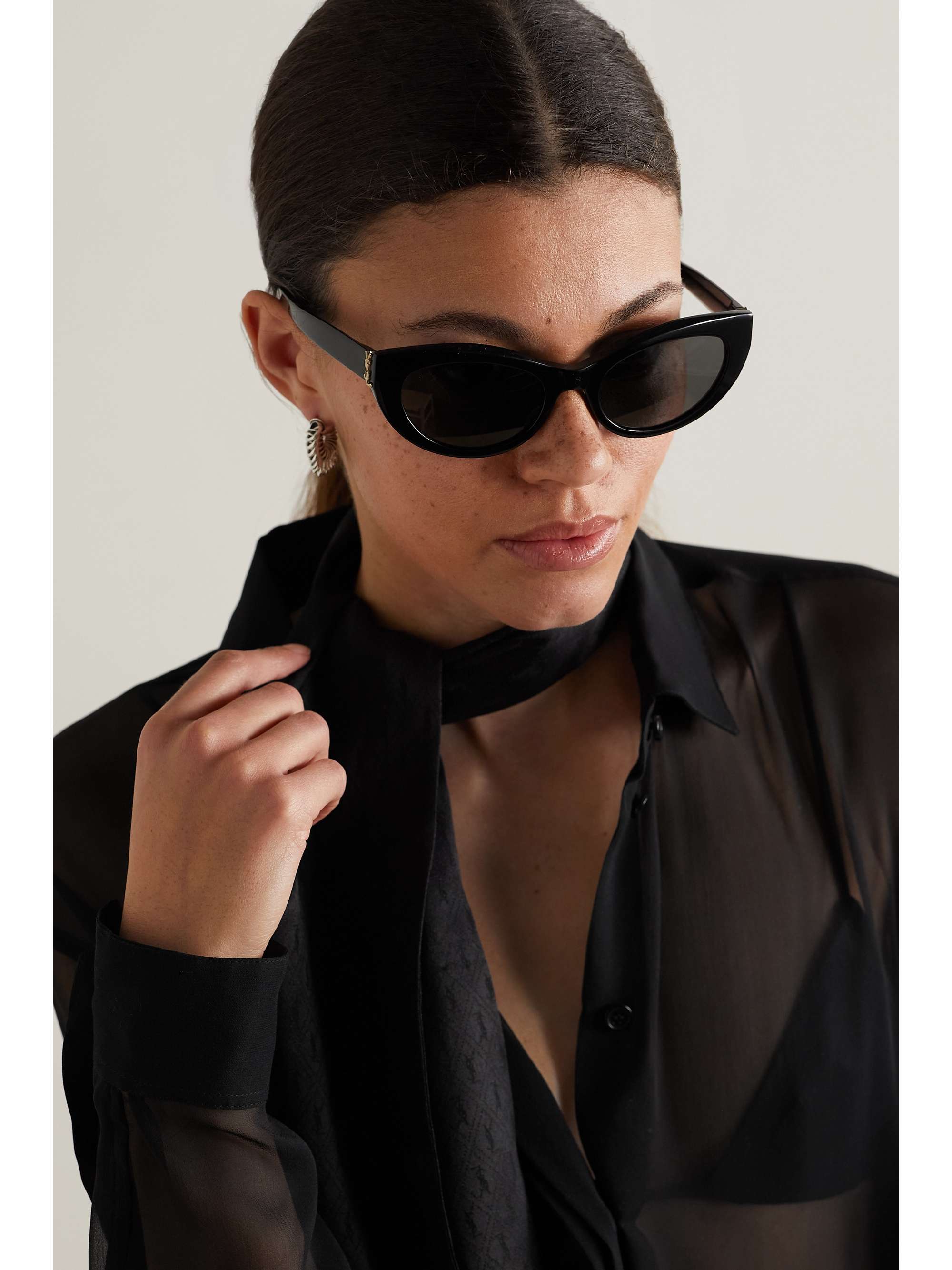 Saint Laurent Eyewear - Ysl Cat-Eye Acetate Sunglasses - Black - One Size - Net A Porter