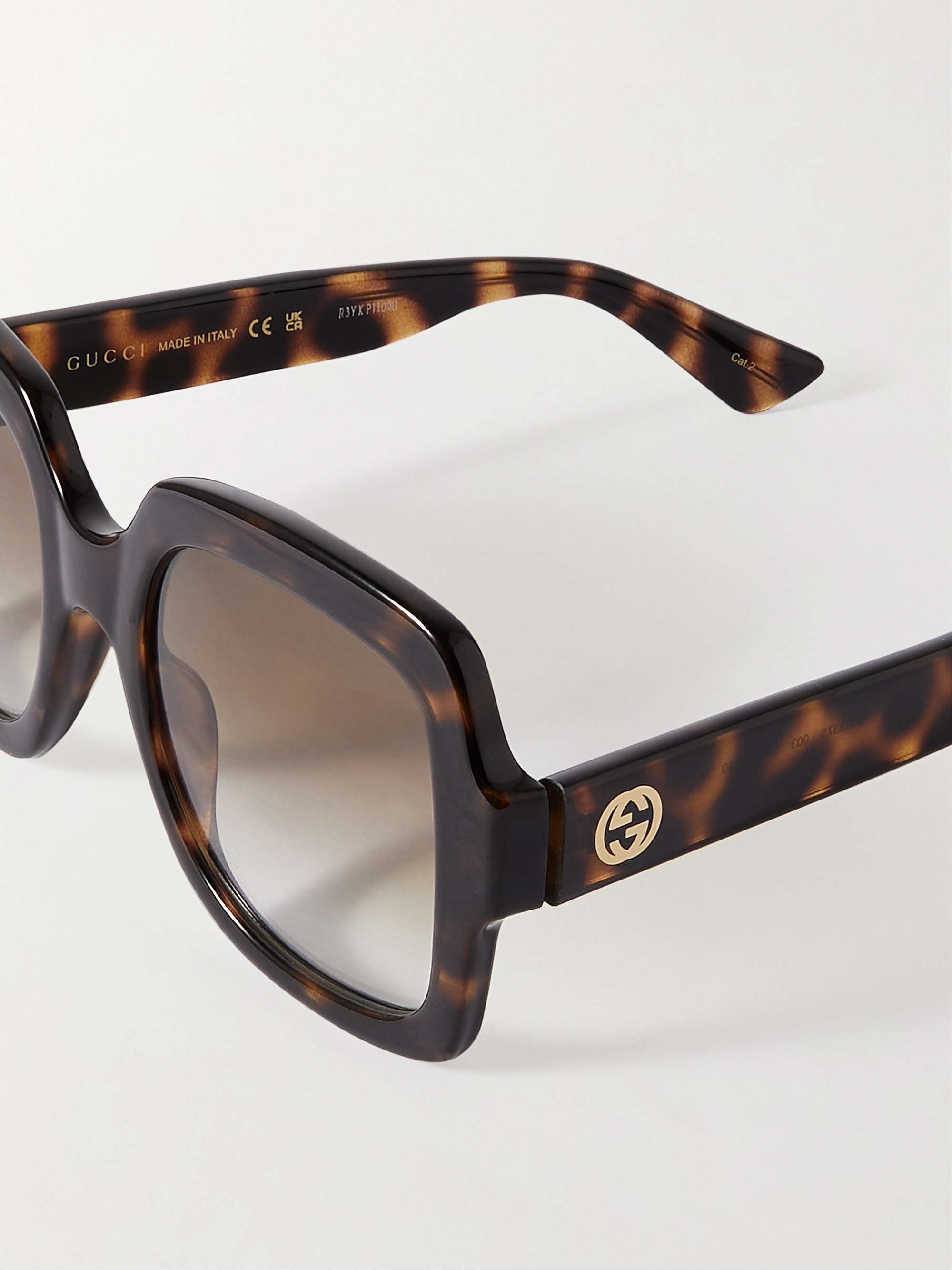 GUCCI EYEWEAR GG oversized square-frame tortoiseshell acetate sunglasses