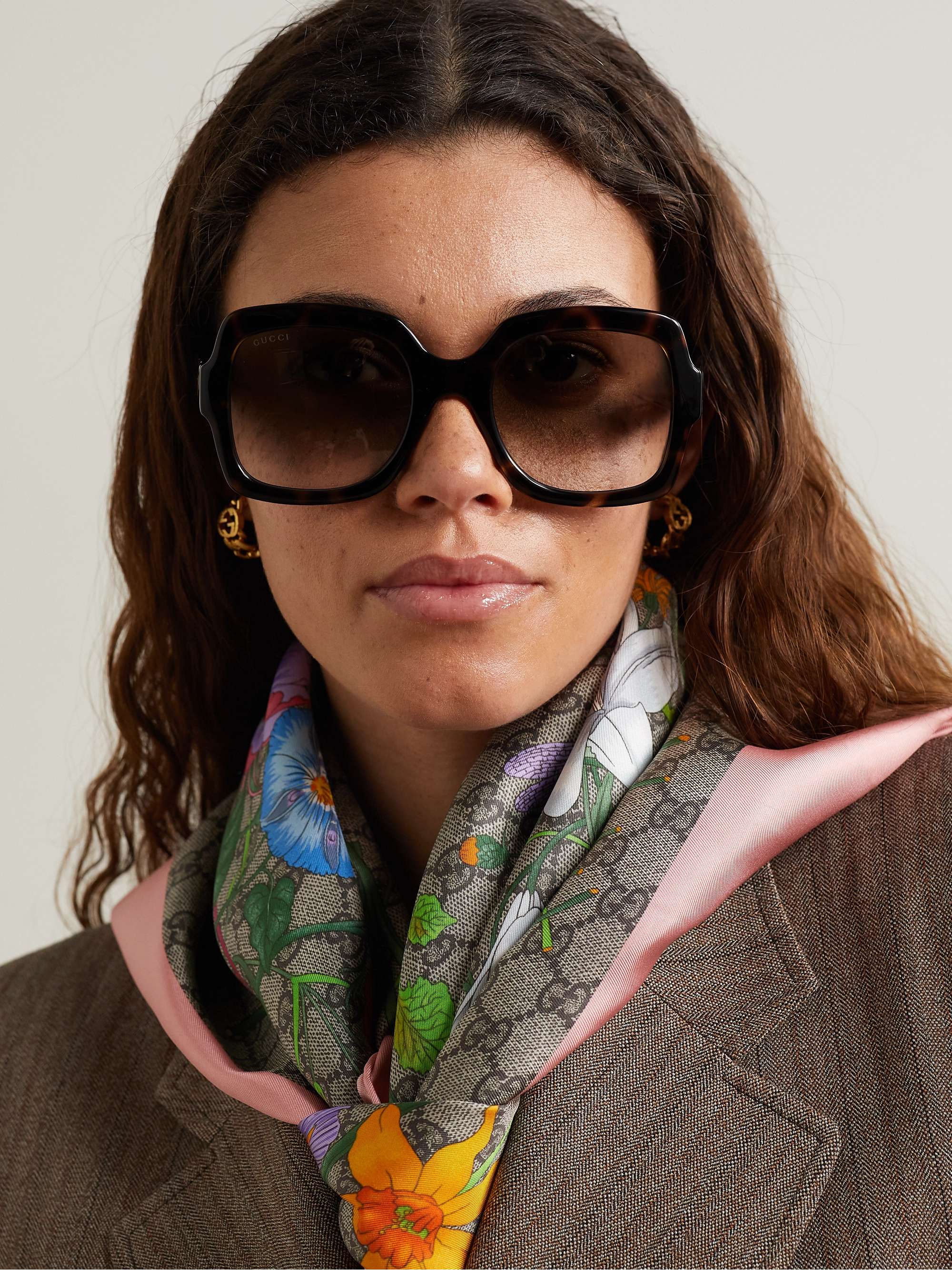 GUCCI EYEWEAR GG oversized square-frame tortoiseshell acetate sunglasses