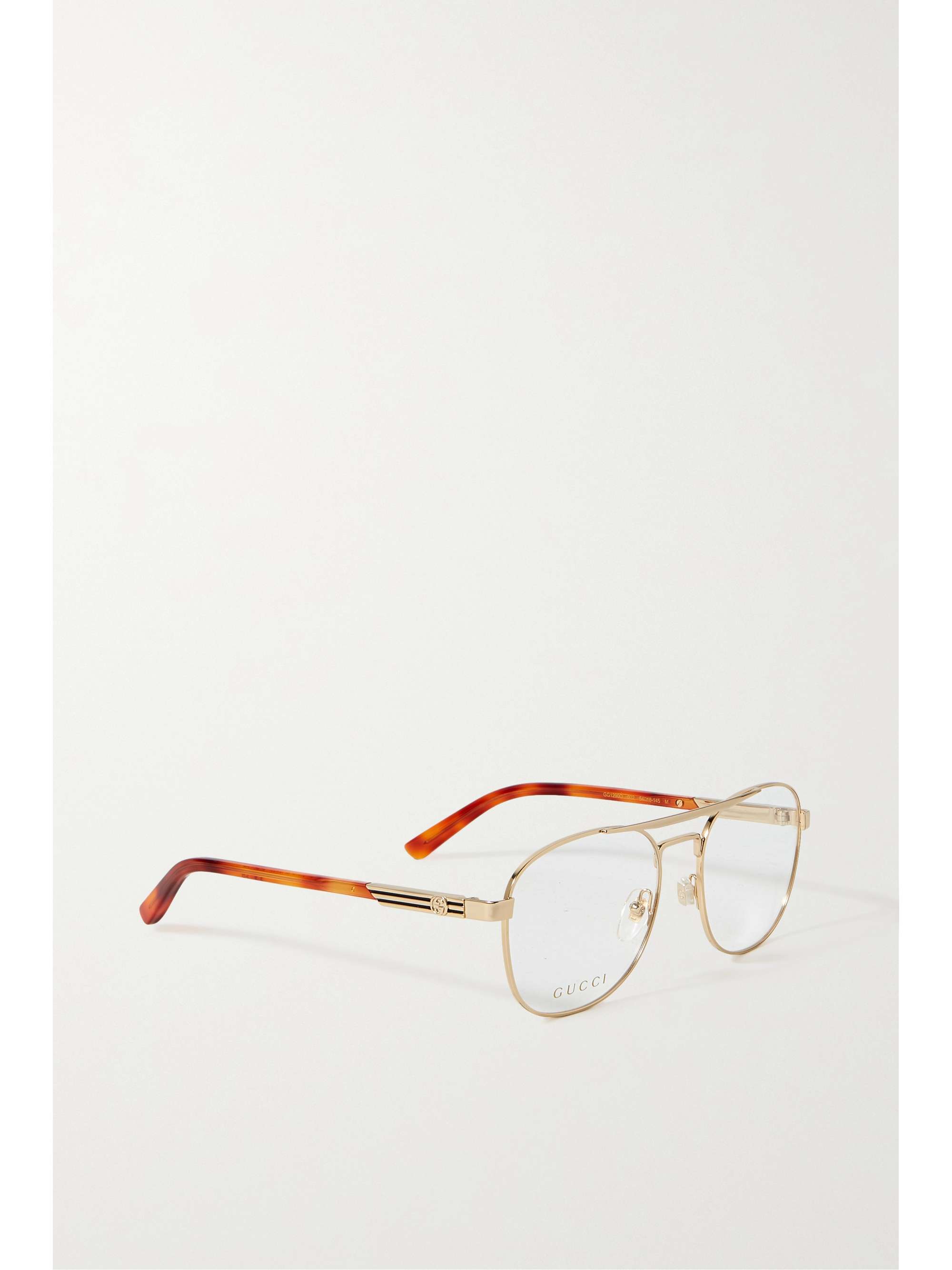 GUCCI EYEWEAR GG Web aviator-style gold-tone and tortoiseshell acetate optical glasses