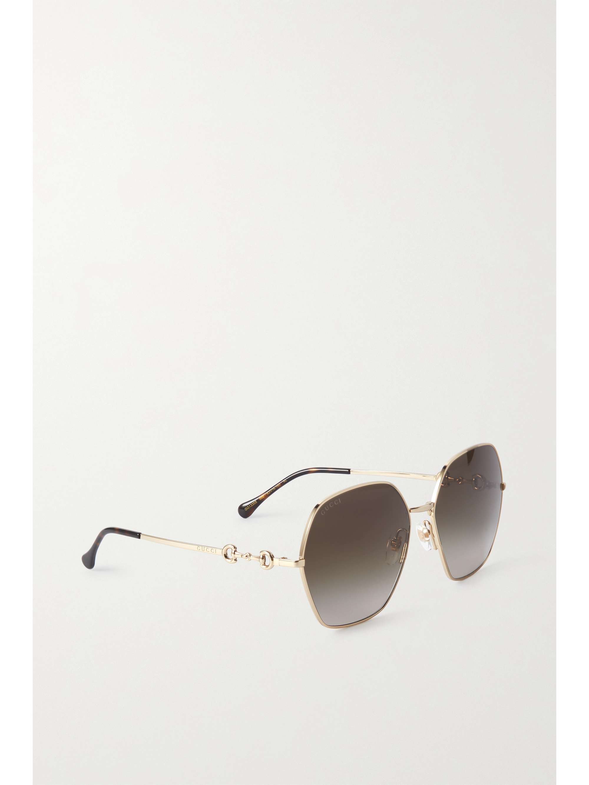 GUCCI EYEWEAR GG Horsebit D-frame gold-tone metal sunglasses