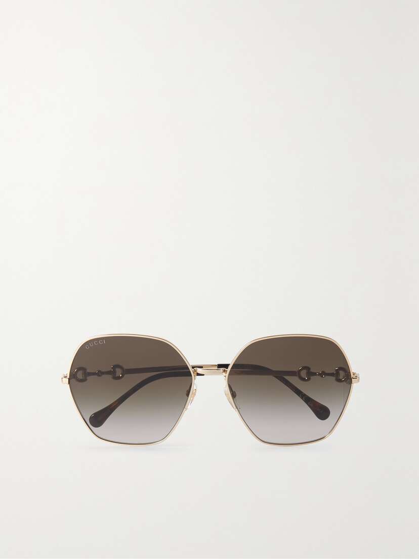 Gucci Eyewear Gg Horsebit D-frame Gold-tone Metal Sunglasses