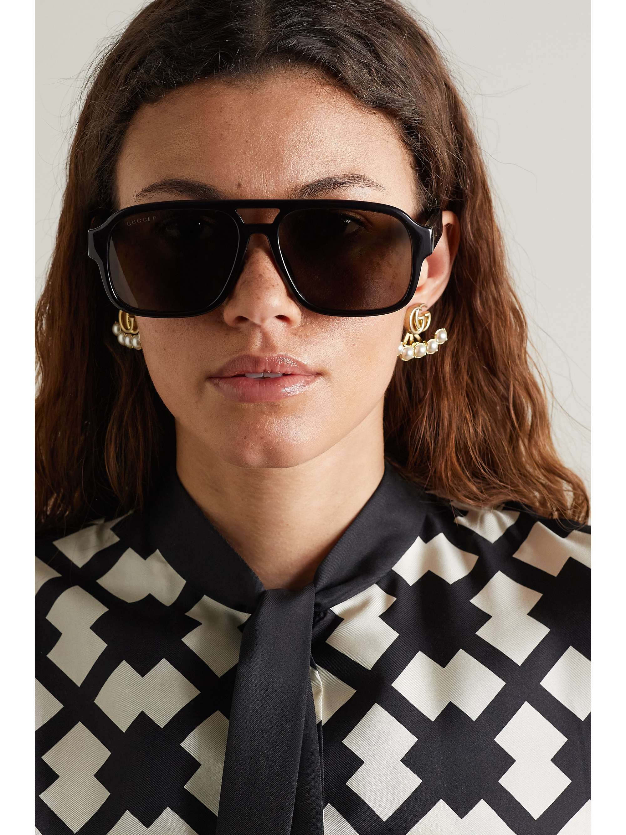 GUCCI EYEWEAR Oversized D-frame acetate sunglasses