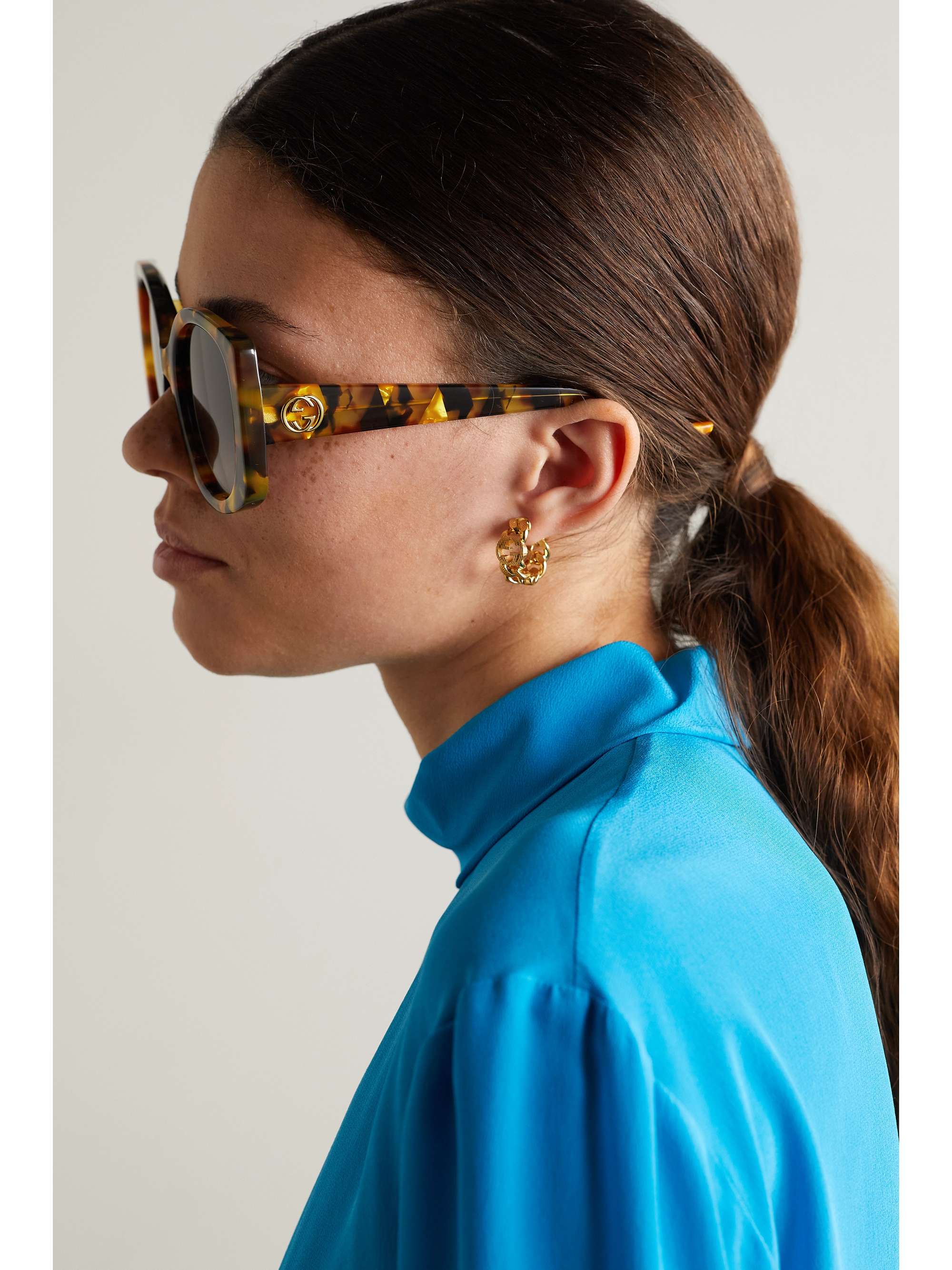 gucci square tortoise sunglasses