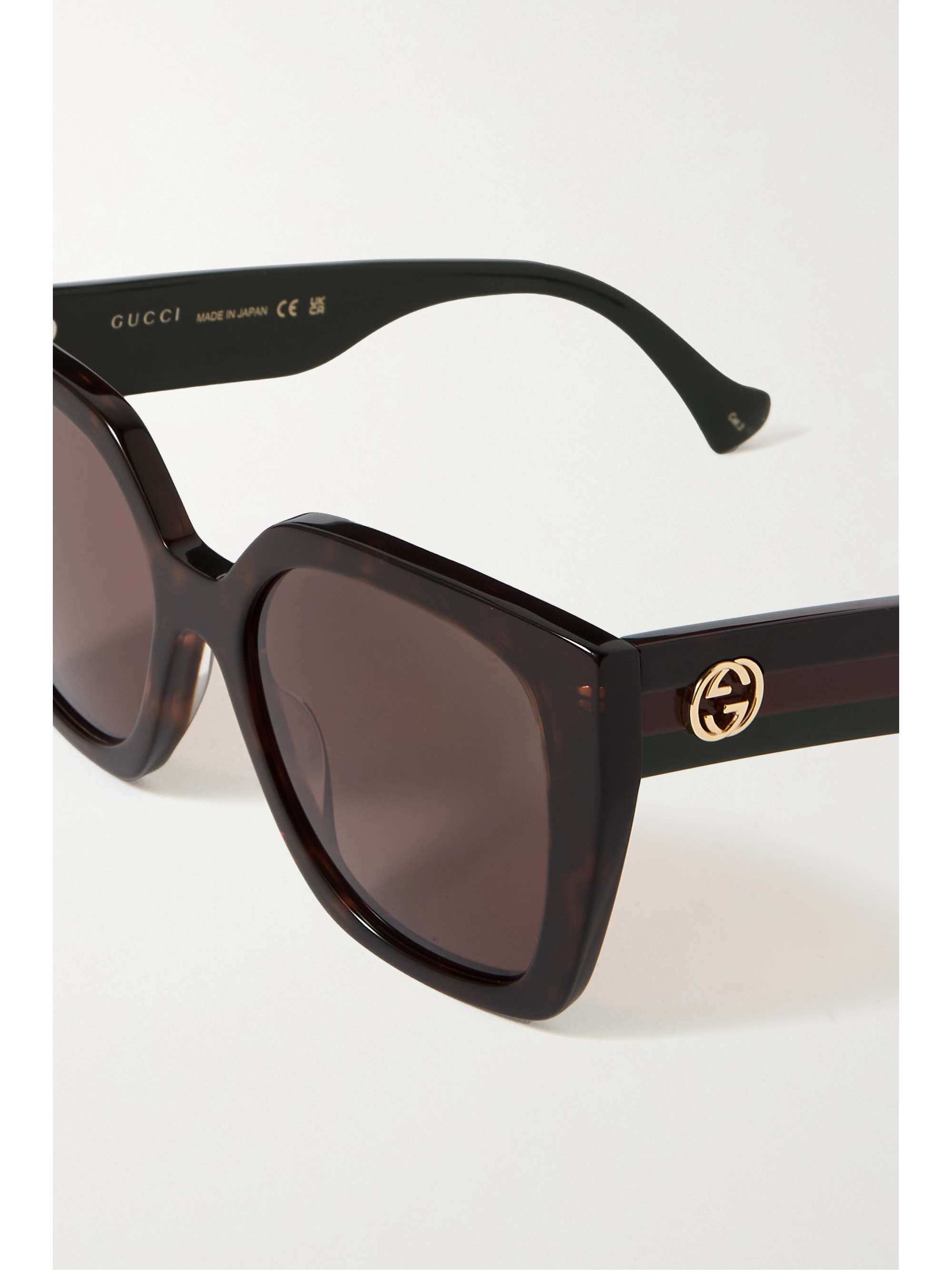 GUCCI EYEWEAR GG Web oversized square-frame tortoiseshell acetate sunglasses