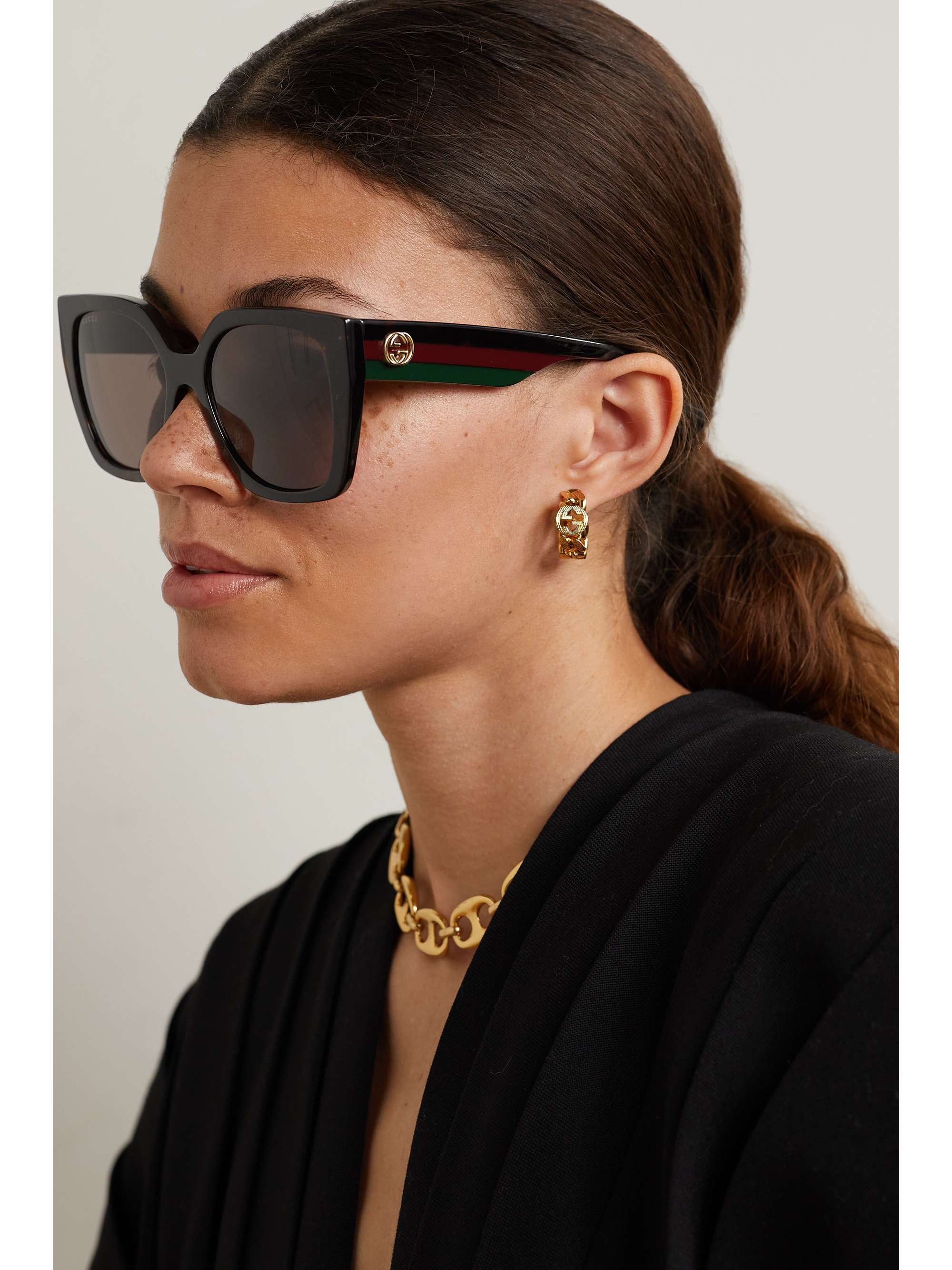 GUCCI EYEWEAR GG Web oversized square-frame acetate sunglasses | NET-A-PORTER