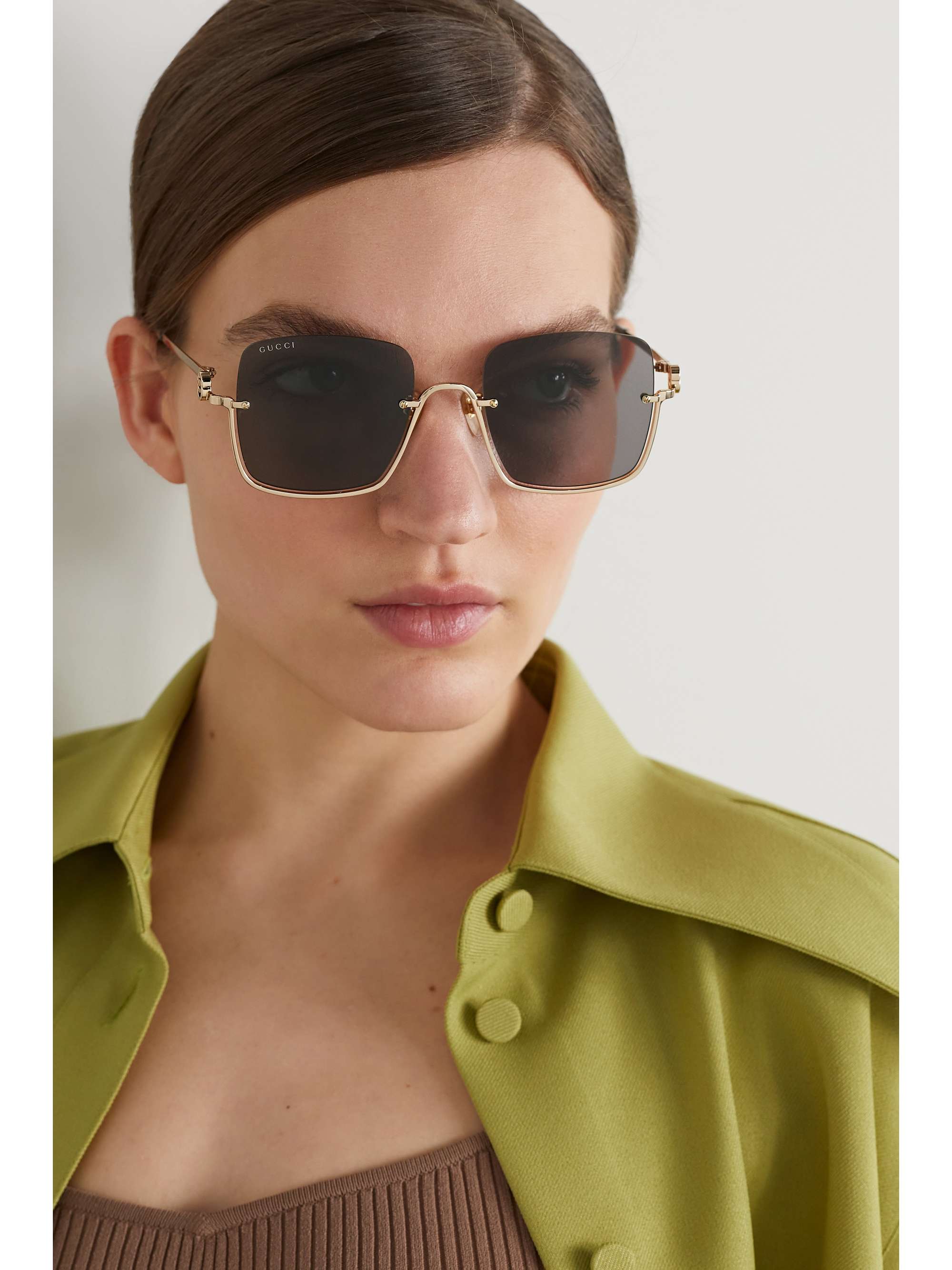 GG square-frame gold-tone sunglasses