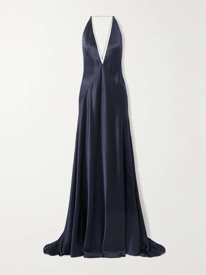 Michael Lo Sordo Alexandra Open-back Silk-satin Gown