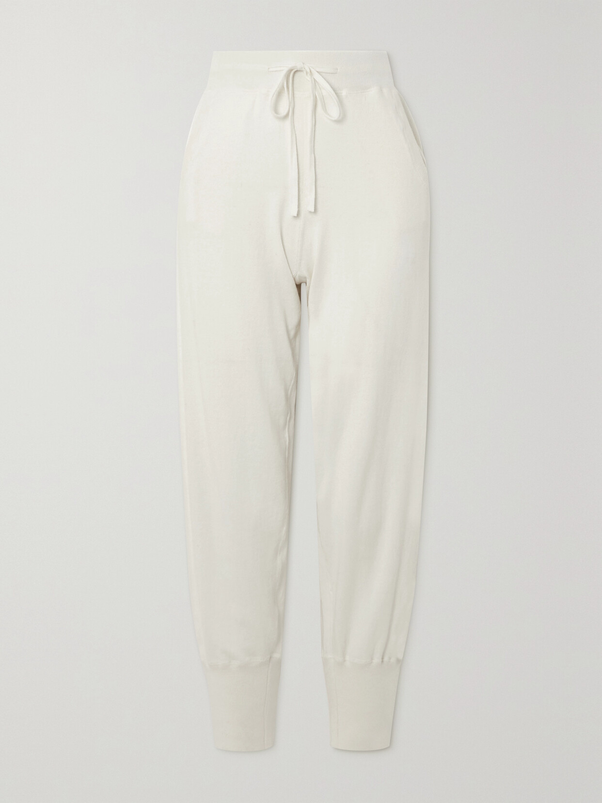 Allude Cotton And Cashmere-blend Tapered Track Pants In Cream
