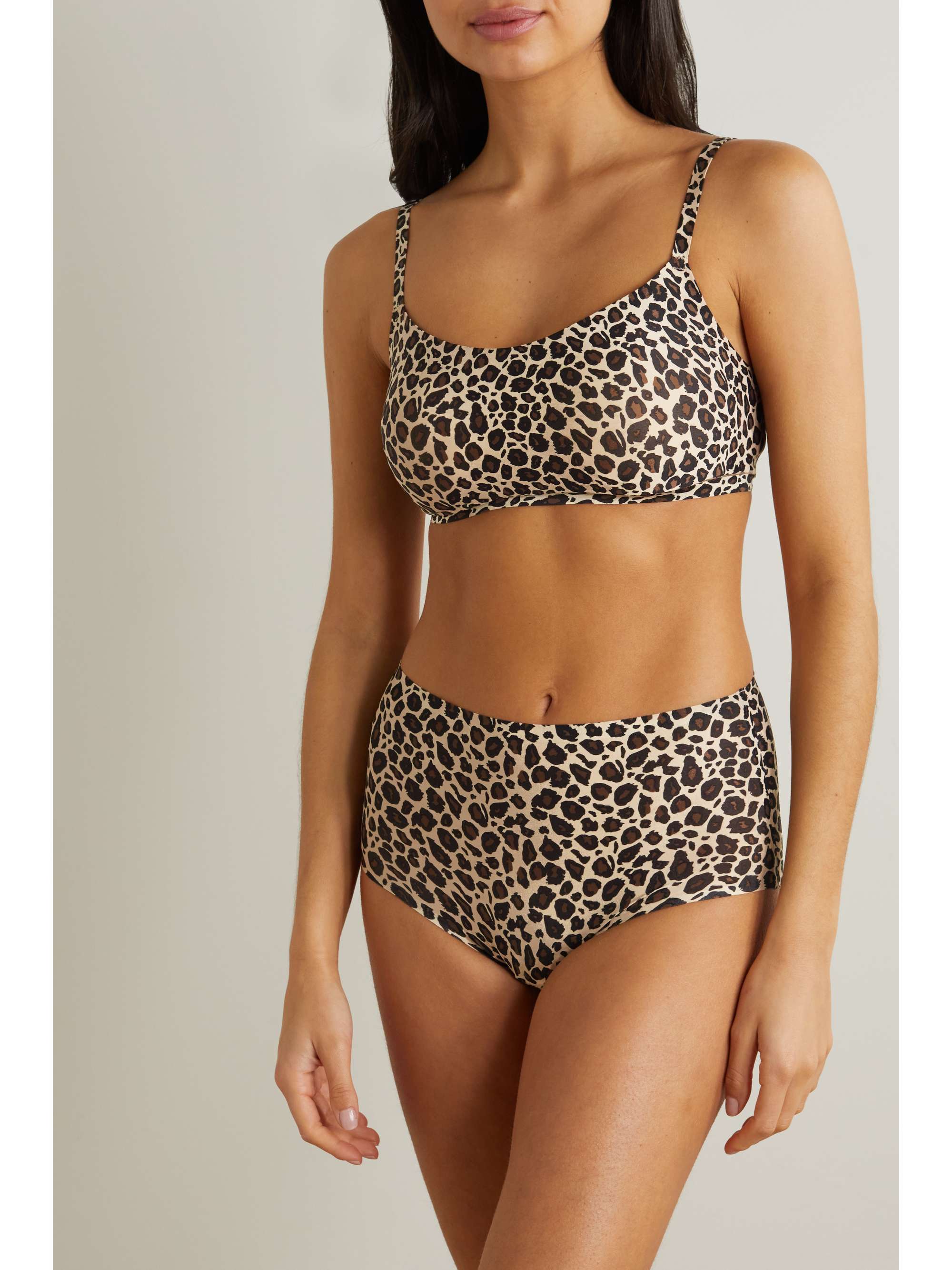 Leopard-print stretch-jersey bralette