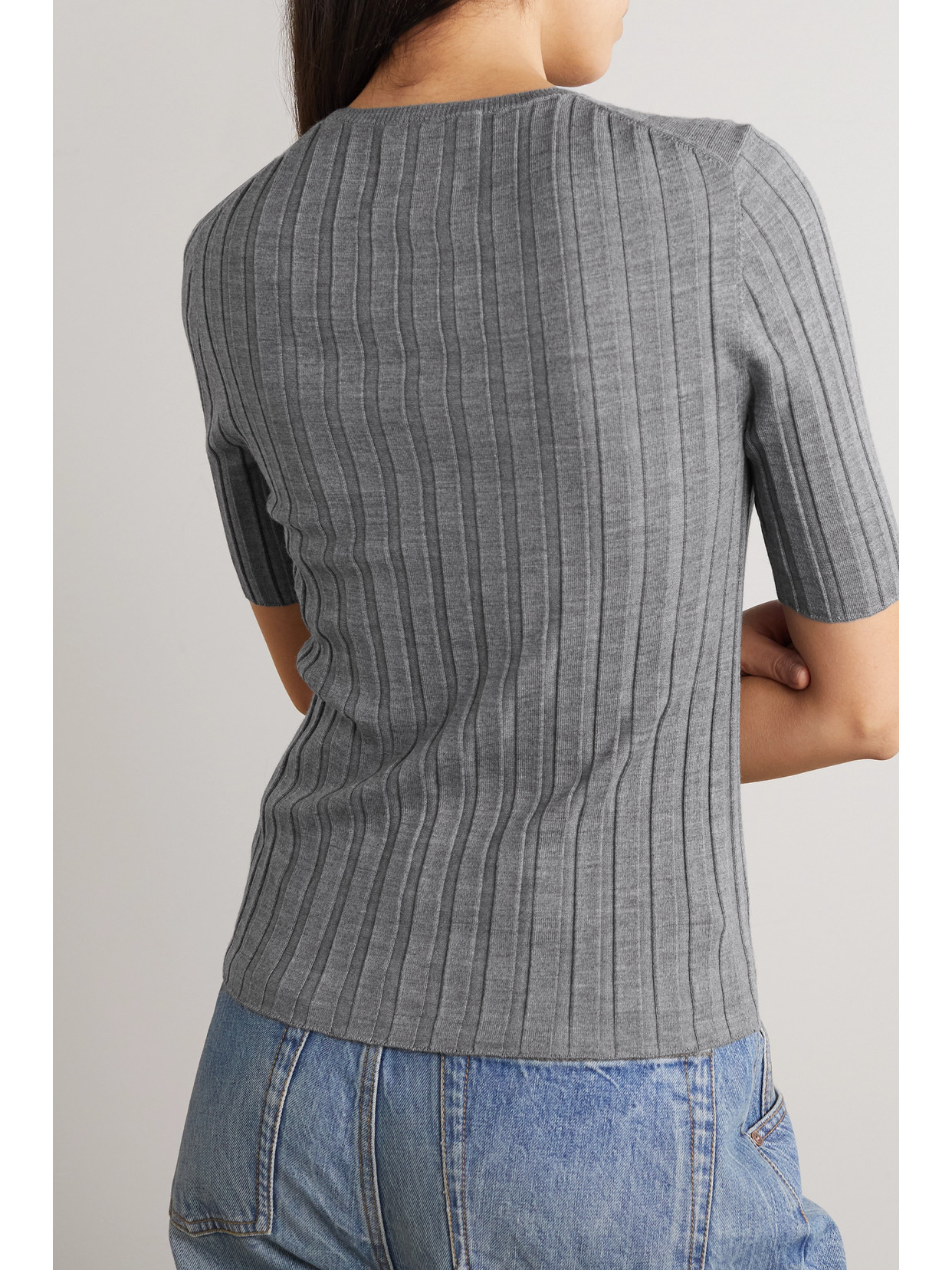 ALLUDE RIBBED WOOL SWEATER